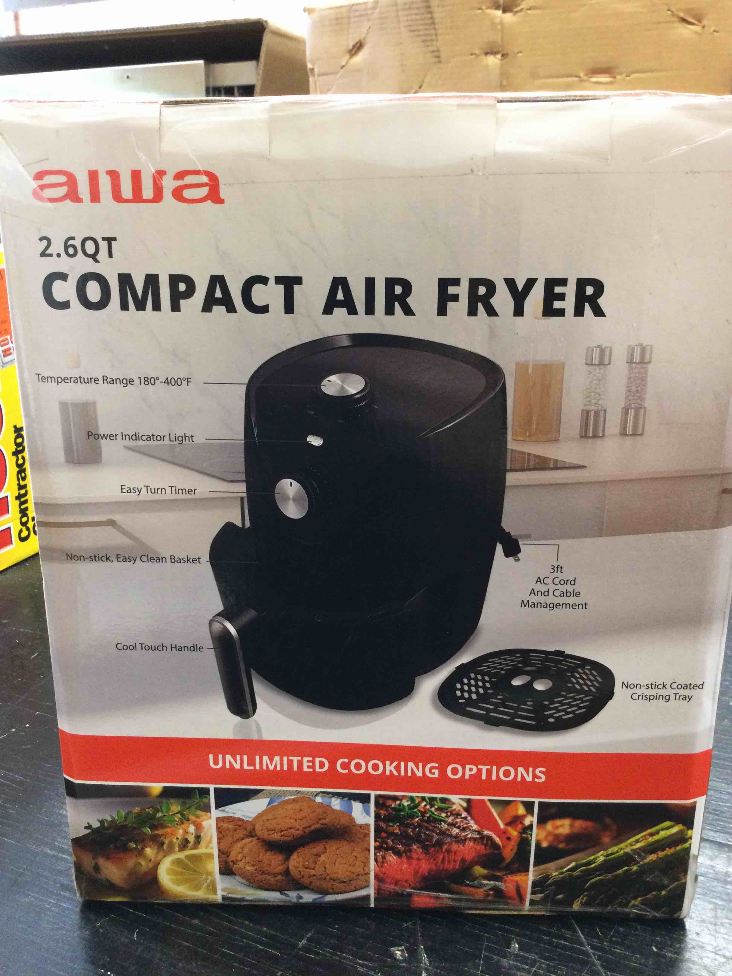 2.6 Qt. Capacity 1200-Watt Black Compact Air Fryer, 360-Degree Convection Heating, 60-Minute Timer