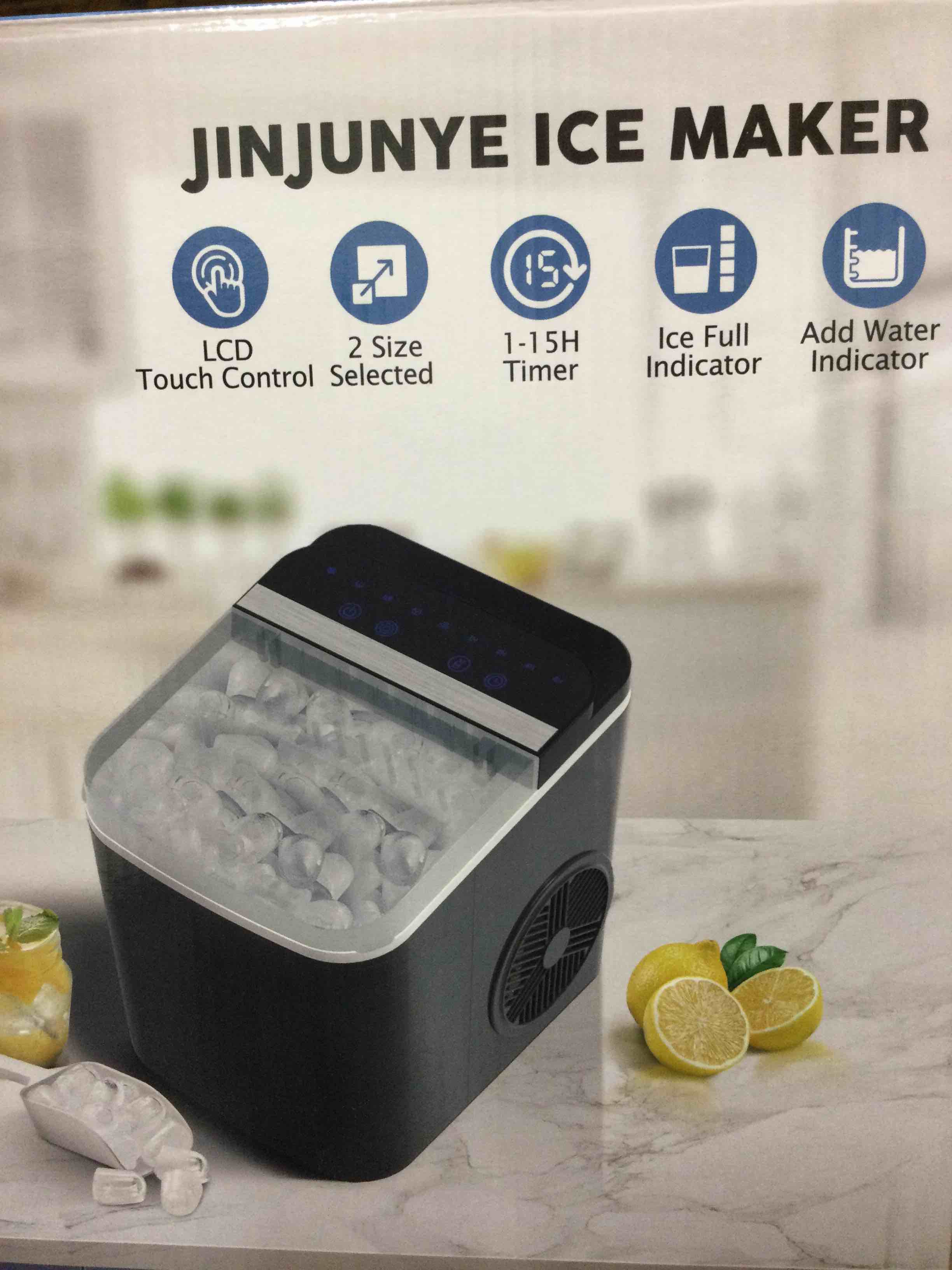 Bullet Ice Countertop Portable Ice Maker with 2 Cube Sizes, LCD Touch Controls