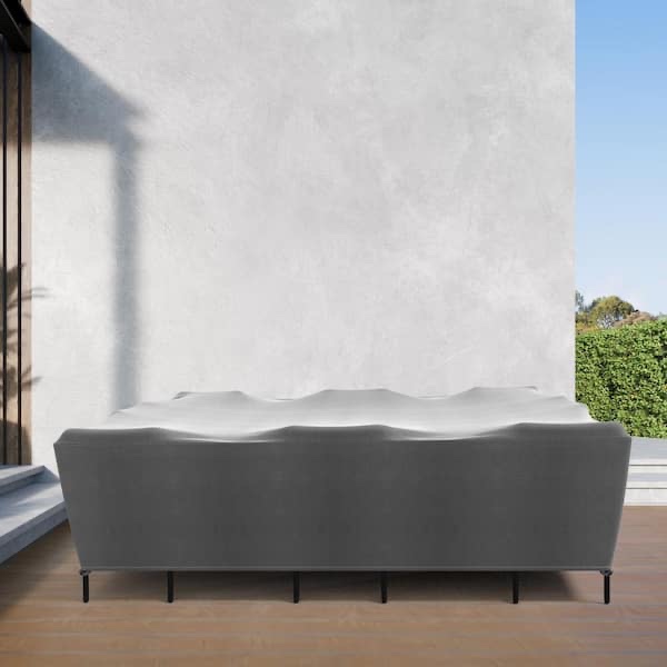 Khomo Gear Patio Table and Chair Set Cover Heavy Duty Gray GER-1053 Dining Set