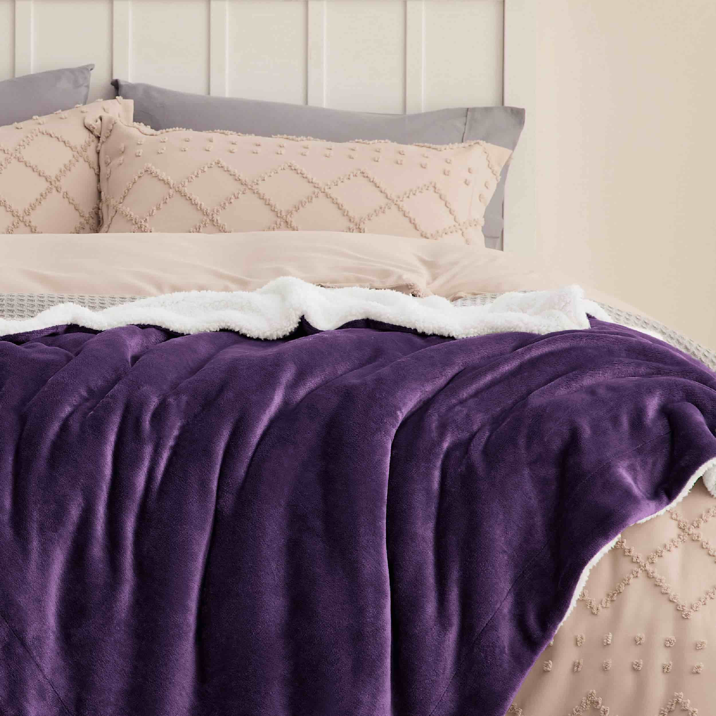 Sherpa Blanket, Super Soft Fuzzy Flannel Fleece/Wool Like Reversible Velvet Plush Couch Blanket