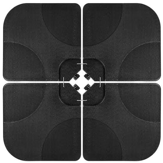 4-Piece Plastic Cantilever Offset Patio Umbrella Base Plate Set with Easy-Fill Spouts in Black