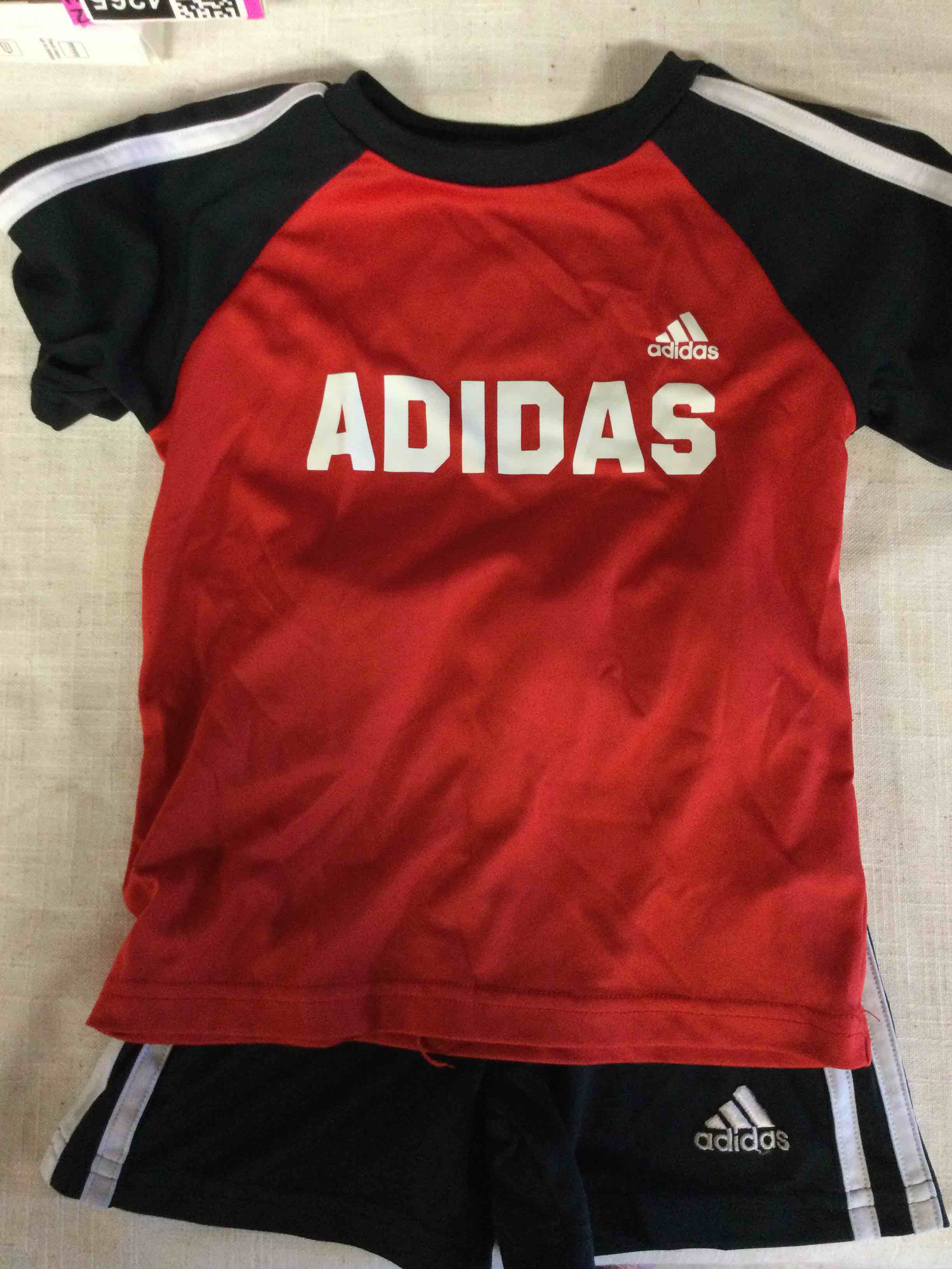 adidas Boys Short Sleeve T-shirt and Black Shorts 2-piece Set