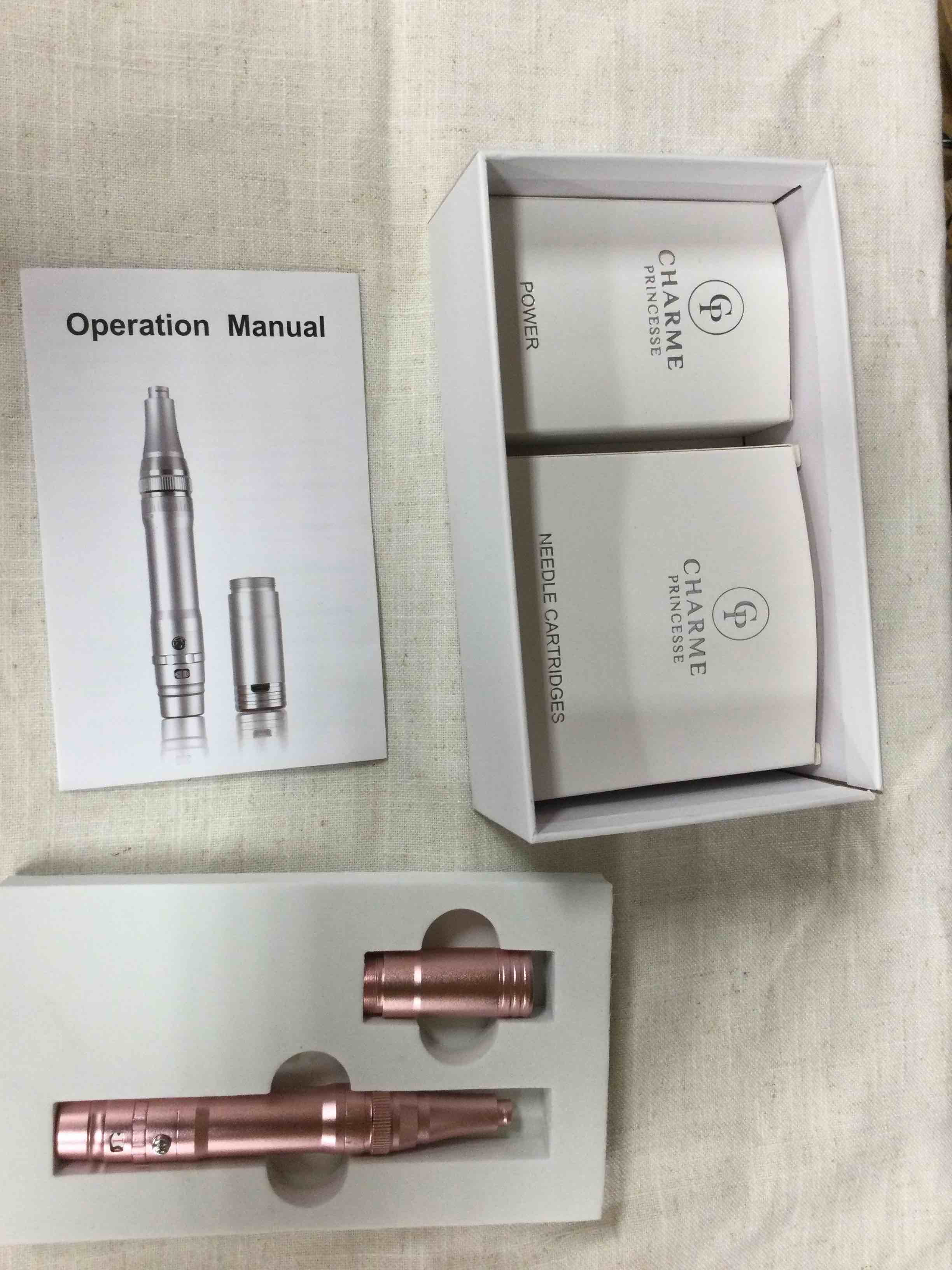 Charme Princesse Wireless Permanent Machine Makeup with 15pcs Needles Cartridges 5w Motor Tattoo Machine for Shading Eyeliner Lip Rose Golden EMK403-4