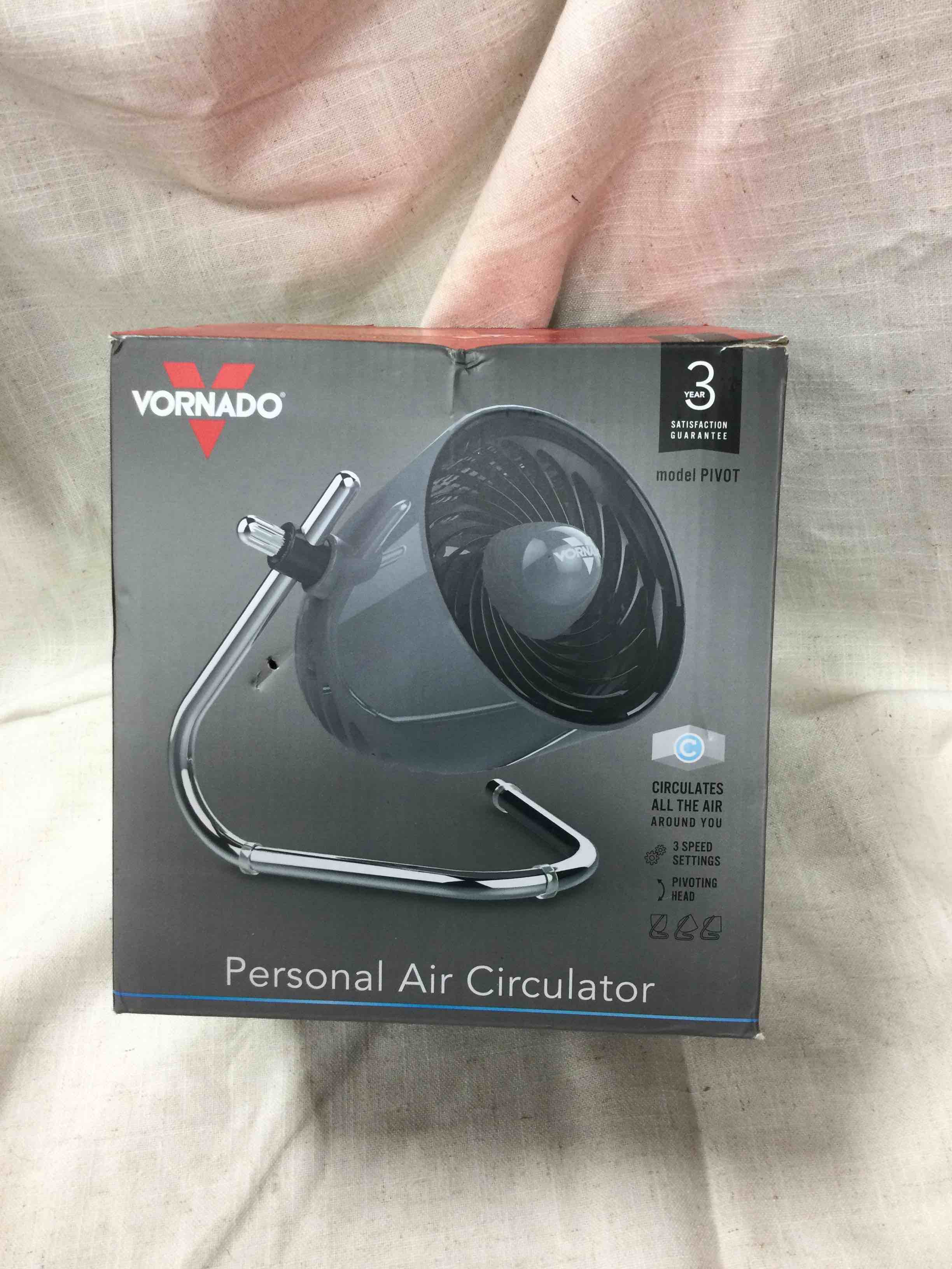 Vornado 3 Speed 4in Pivot Personal Air Circulator Fan, Storm Gray