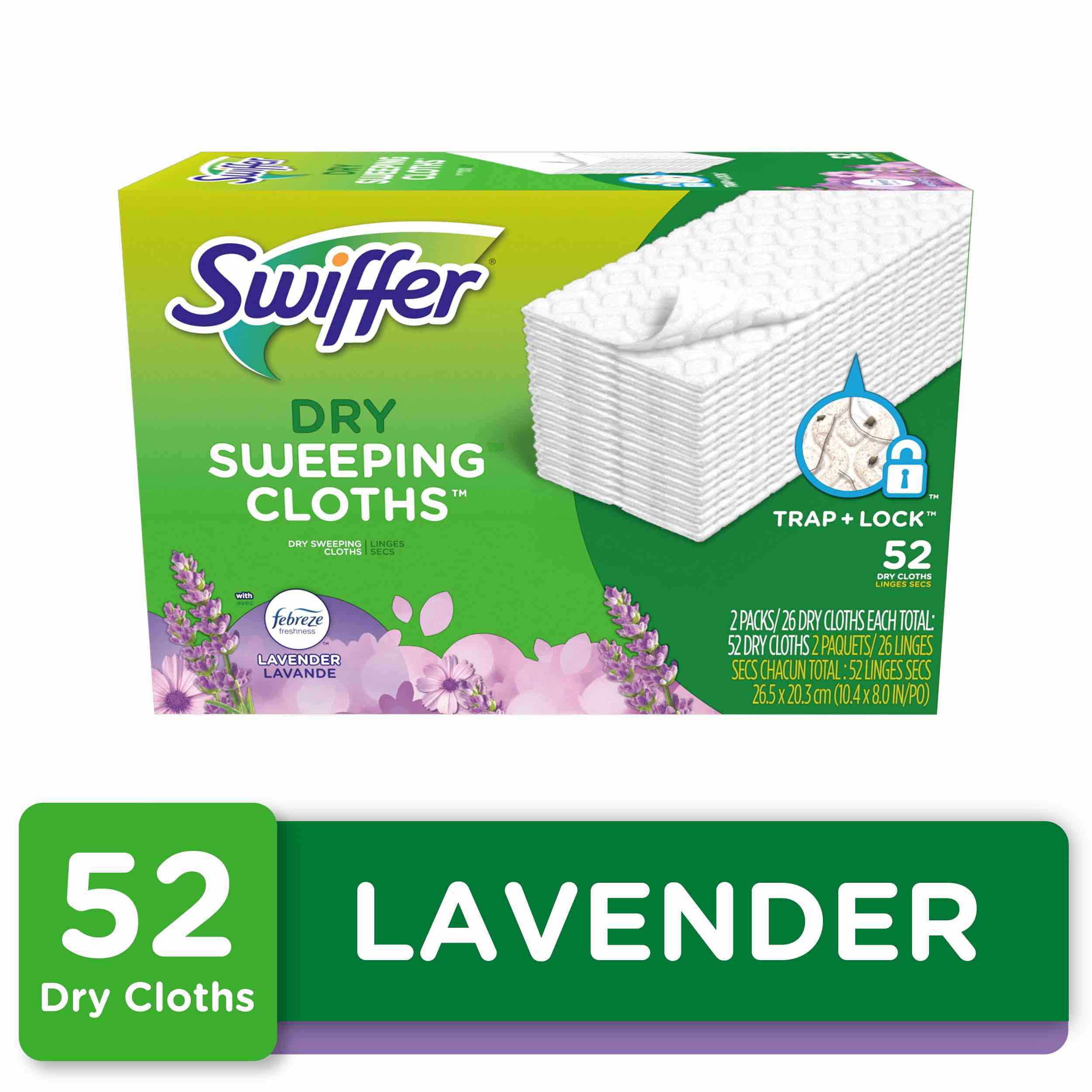 Swiffer Sweeper Dry Sweeping Pad, Multi Surface Refills for Dusters Floor Mop with Febreze Lavender