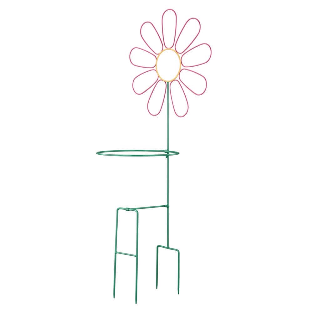 36 in. H Pink Flower Iron Decorative Planter Stake