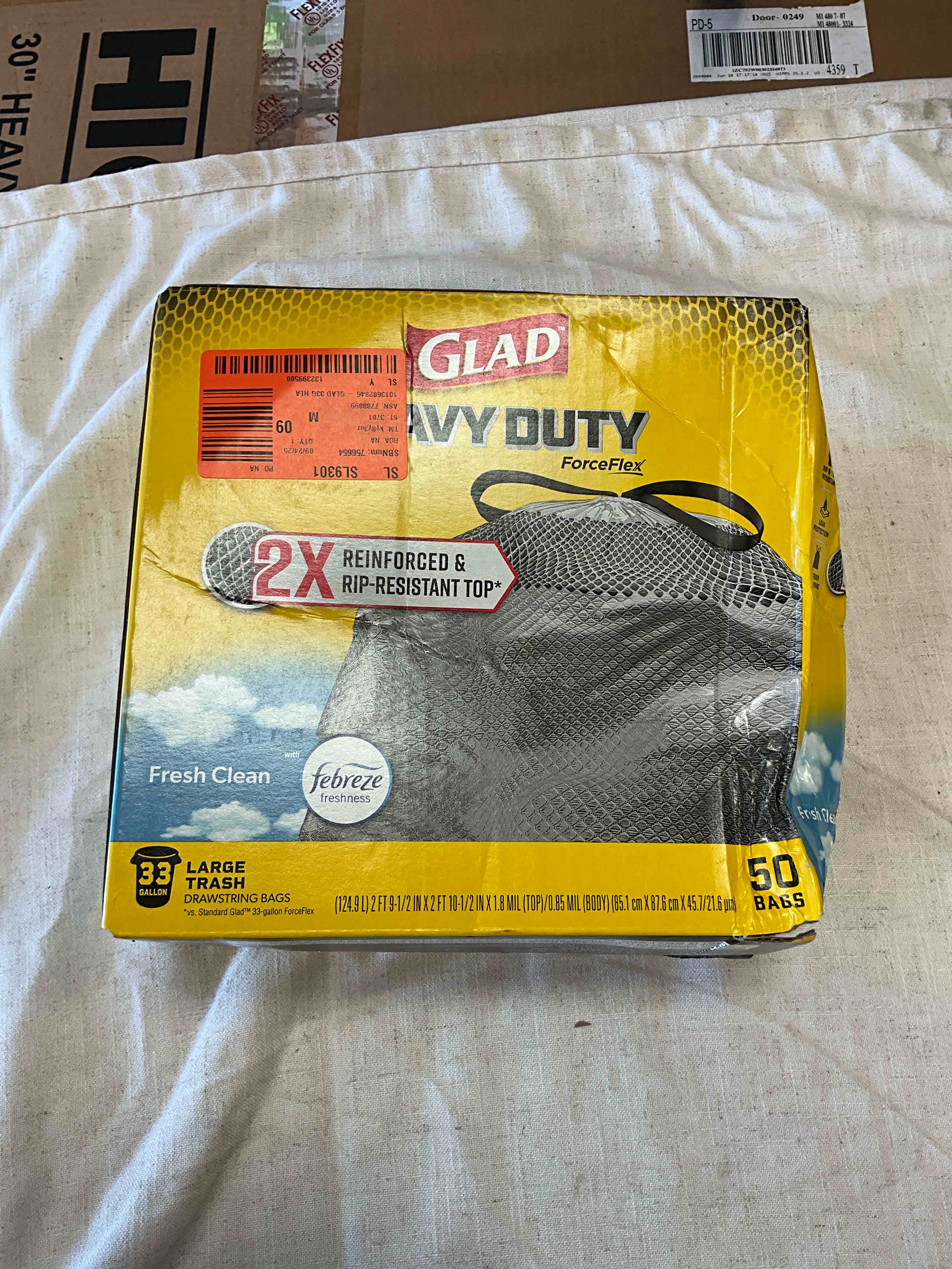 33 Gal. Heavy Duty 2x Reinforced and Rip Resistant Top Large Drawstring Outdoor Black Trash Bags (50-Count)