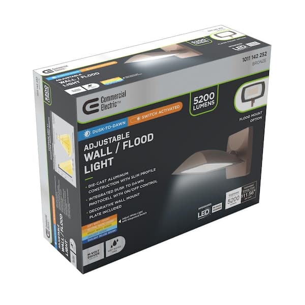 Commercial Electric Bronze Adjustable Wall/ Flood Light 5200 lumens