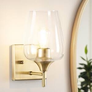 Hampton Bay 6 in. 1- Light Pavlen Antique Bronze Wall Sconce with Clear Glass Shade 1006808049