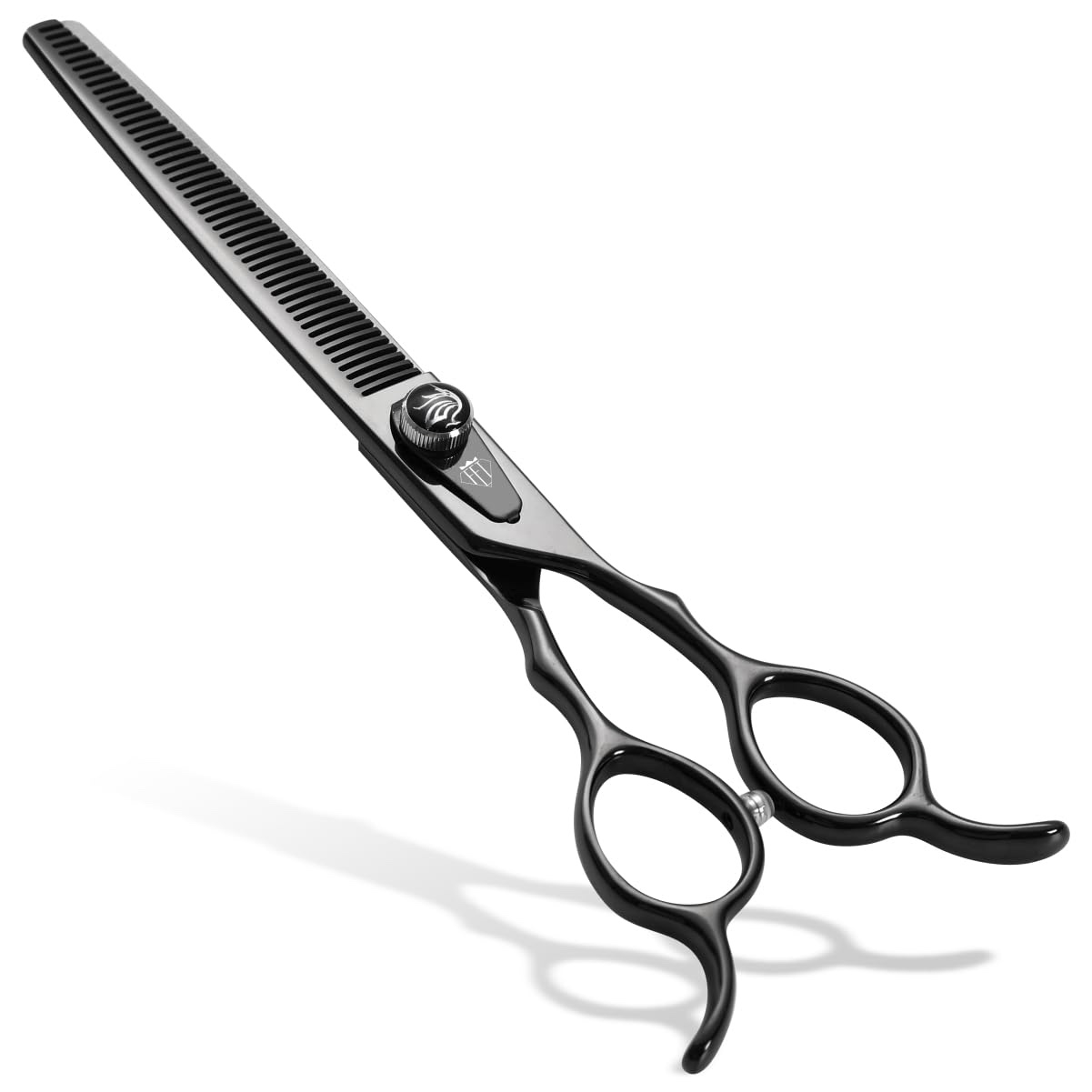 Fenice Peak Professional Dog Grooming Scissors Pet Curved Thinning Shears 7.0'' Extremely Sharp Blades 440C Steel Thinning Scissors Durable Smooth Motion & Fine Cut for Dogs and Cats(Black)