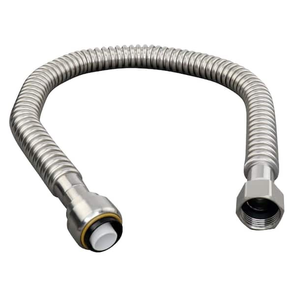 Water Heater Supply Line Universal Corrugated 3/4 IN PTC X 3/4 IN FIP Connector 18 in Stainless Steel