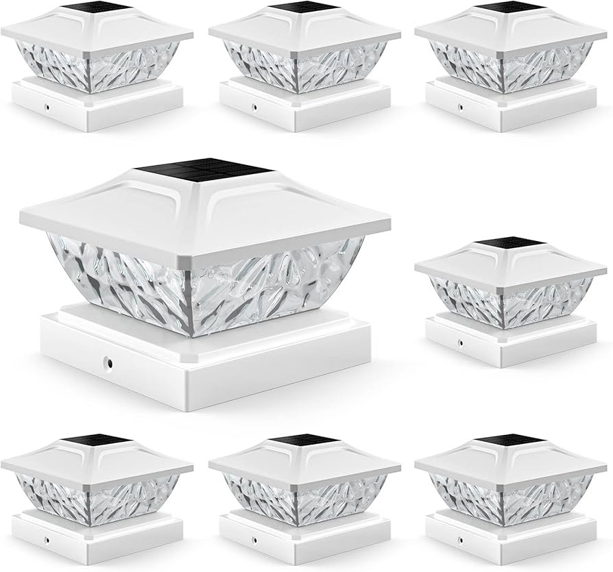 8 Pack Solar Post Cap Lights, 2 Mode Bright Solar Post Lights Outdoor Waterproof Fence Post Cap Lights, Outdoor Post Lights Solar Powered Deck Light for 4x4 4.5x4.5 5x5 Posts in Garden Decor