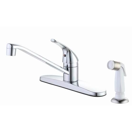 Single Handle Kitchen Faucet with Side Sprayer- Chrome and White 