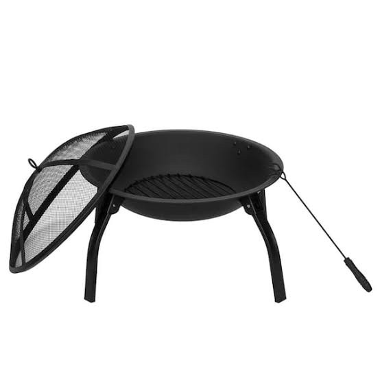 22 in.W Foldable Round Metal Wood Burning Fire Pit with Poker