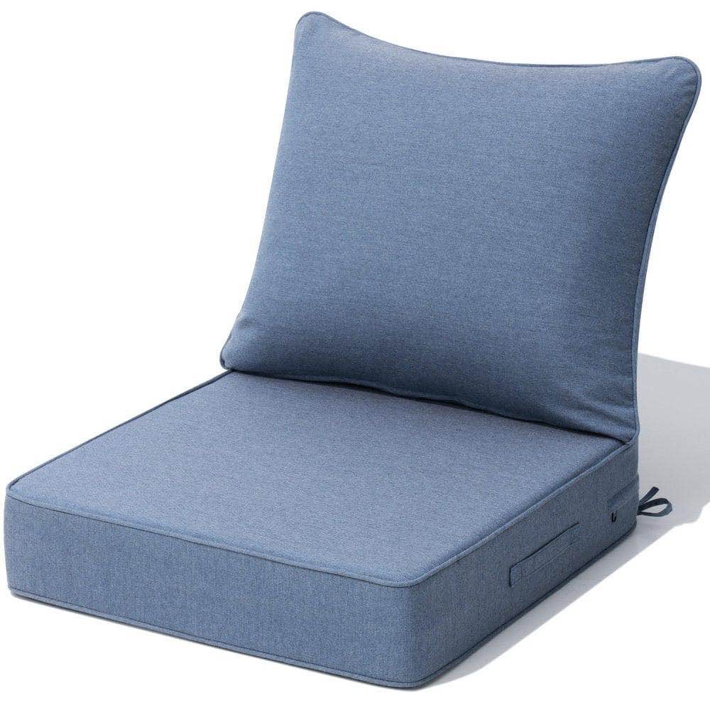24 in. x 24 in. 1-Set Sunbrella Deep Seating Outdoor Lounge Chair Cushion in Spectrum Denim Blue for Bench Couch Swing
