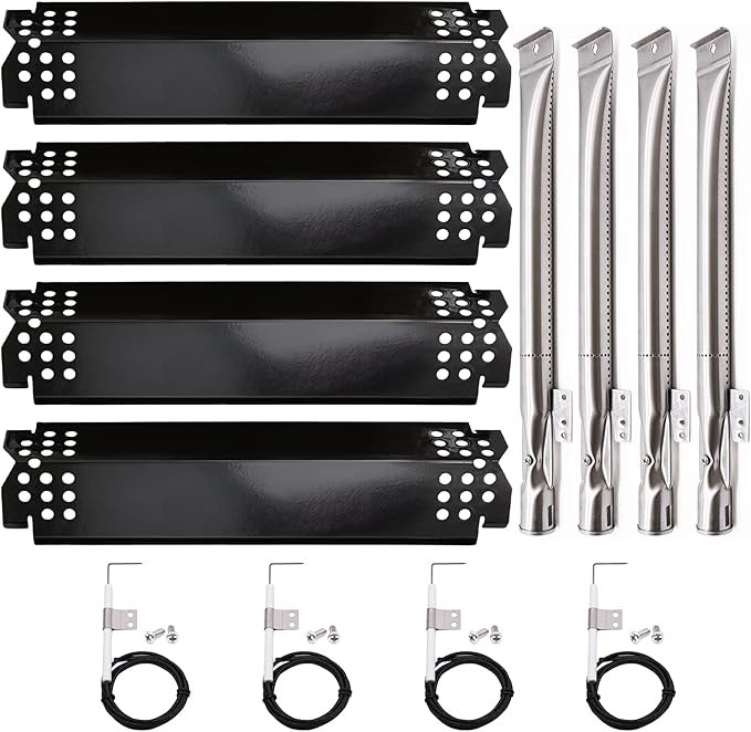 Grill Replacement Parts for Nexgrill 720-0830H 720-0783E 720-0888 720-0888N 720-0864M, 4-Pack Heat Plate Shields Grill Burners and Ignition for Nexgrill Replacement Parts 4 Burner 720-0830H