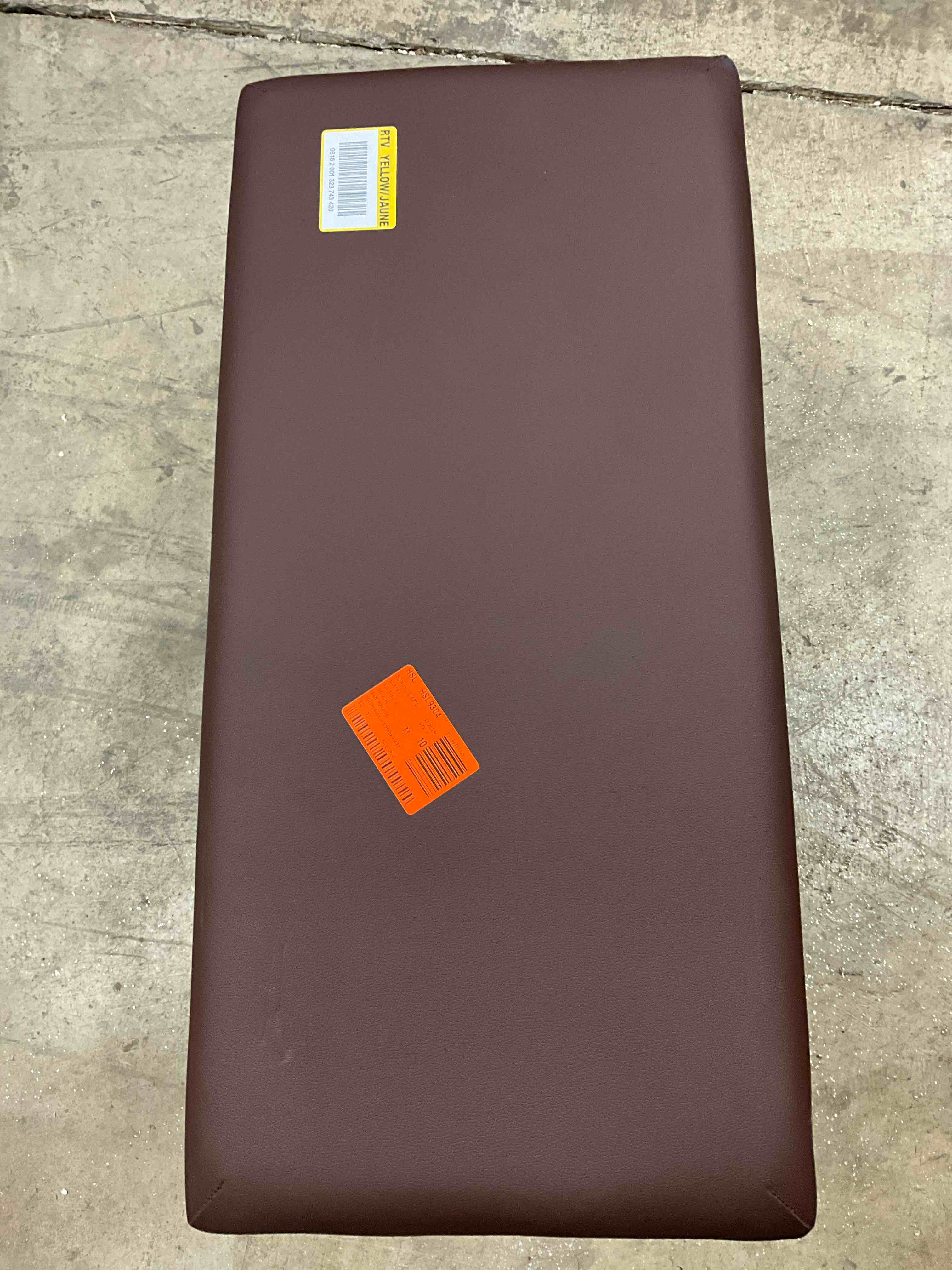 Coffee Brown Leather Bench/ Footstool 19 in L x 14 in W x 19 in H