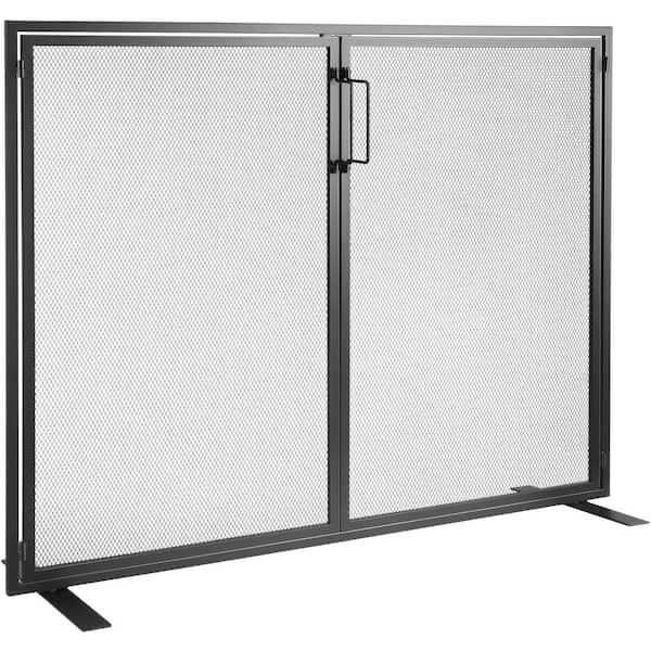 1-Panel Fireplace Screen 38.98 in. L x 30.7 in. H Sturdy Iron Mesh Fireplace Screen Free Standing Fire Fence Grate