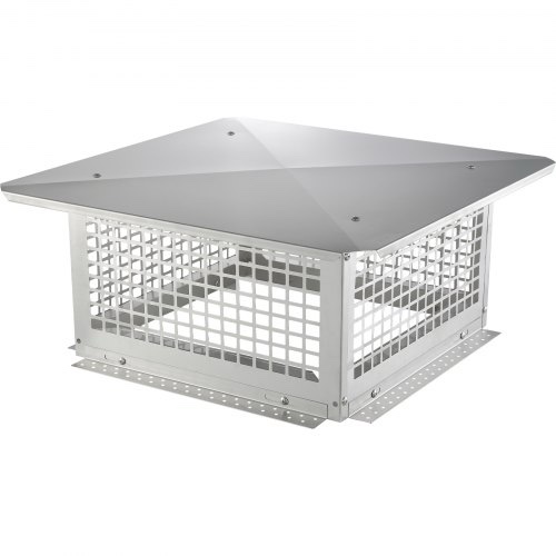 Askew. Chimney Cap 13 in. x 9 in. 304 Stainless Steel Fireplace Chimney Cover Fits Mesh Flue Covers Outside, Silver