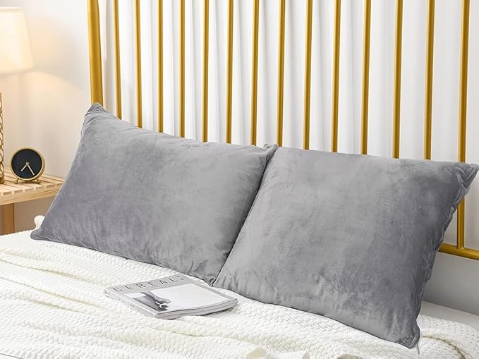 Velvet Standard Pillow Cases Pillowcases with Hidden Zipper,Soft and Cozy