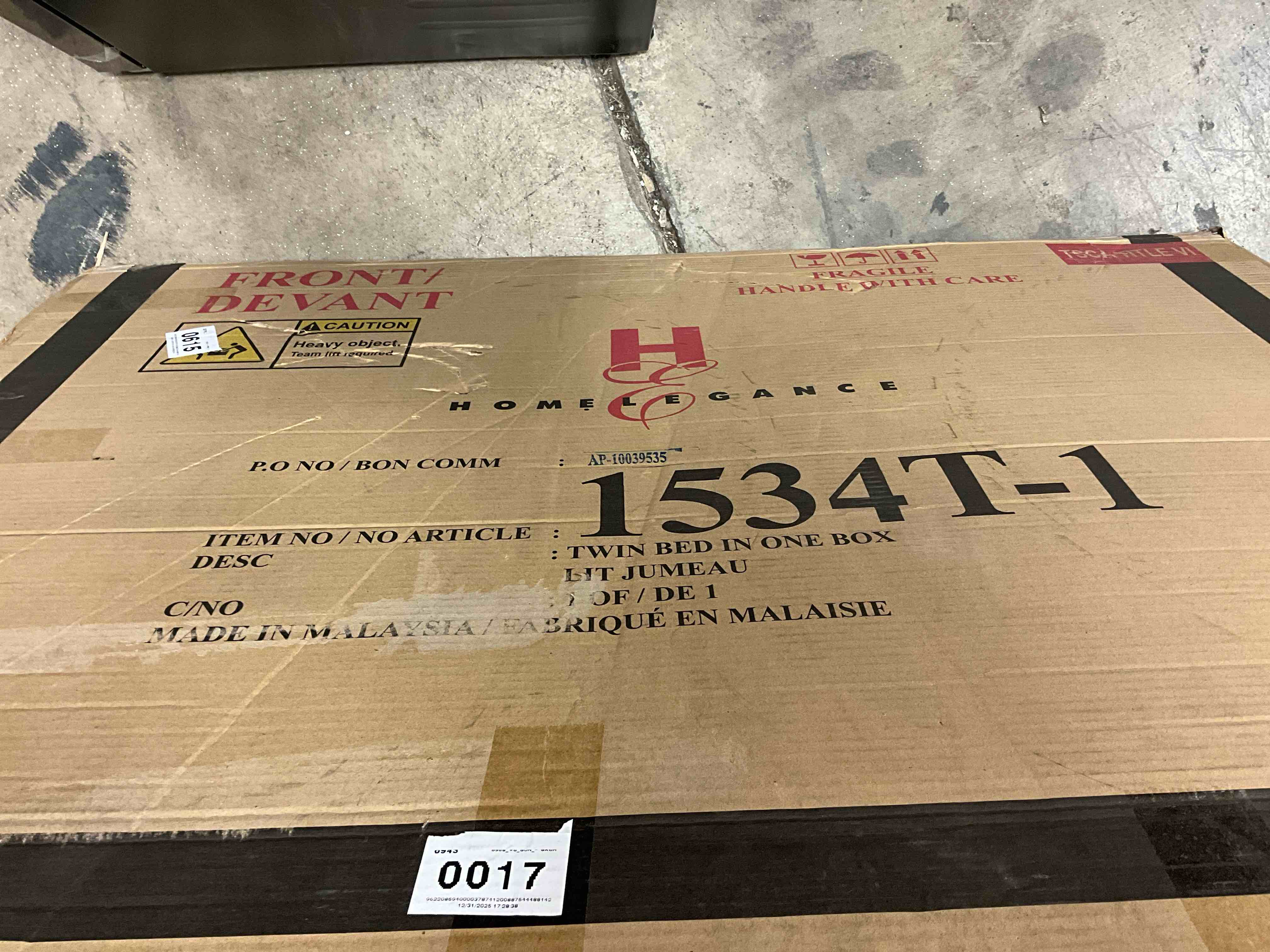 Condition photo showing New/Like New for Quinby Rustic Brown Wood Frame Twin Panel Bed