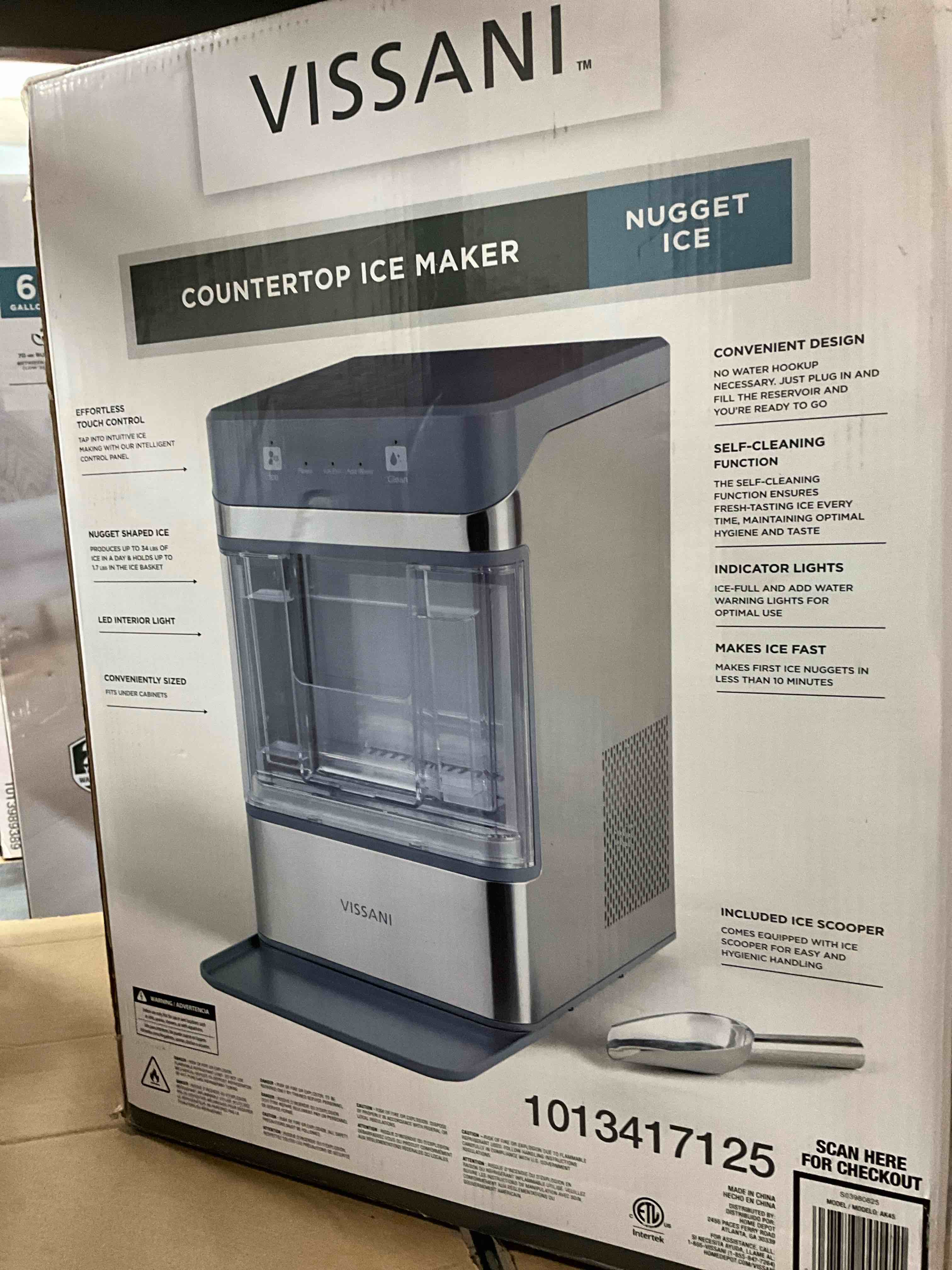 Condition photo showing New/Like New for 34 lbs. Countertop Portable Nugget Ice Maker with Automatic Cleaning in Stainless Steel