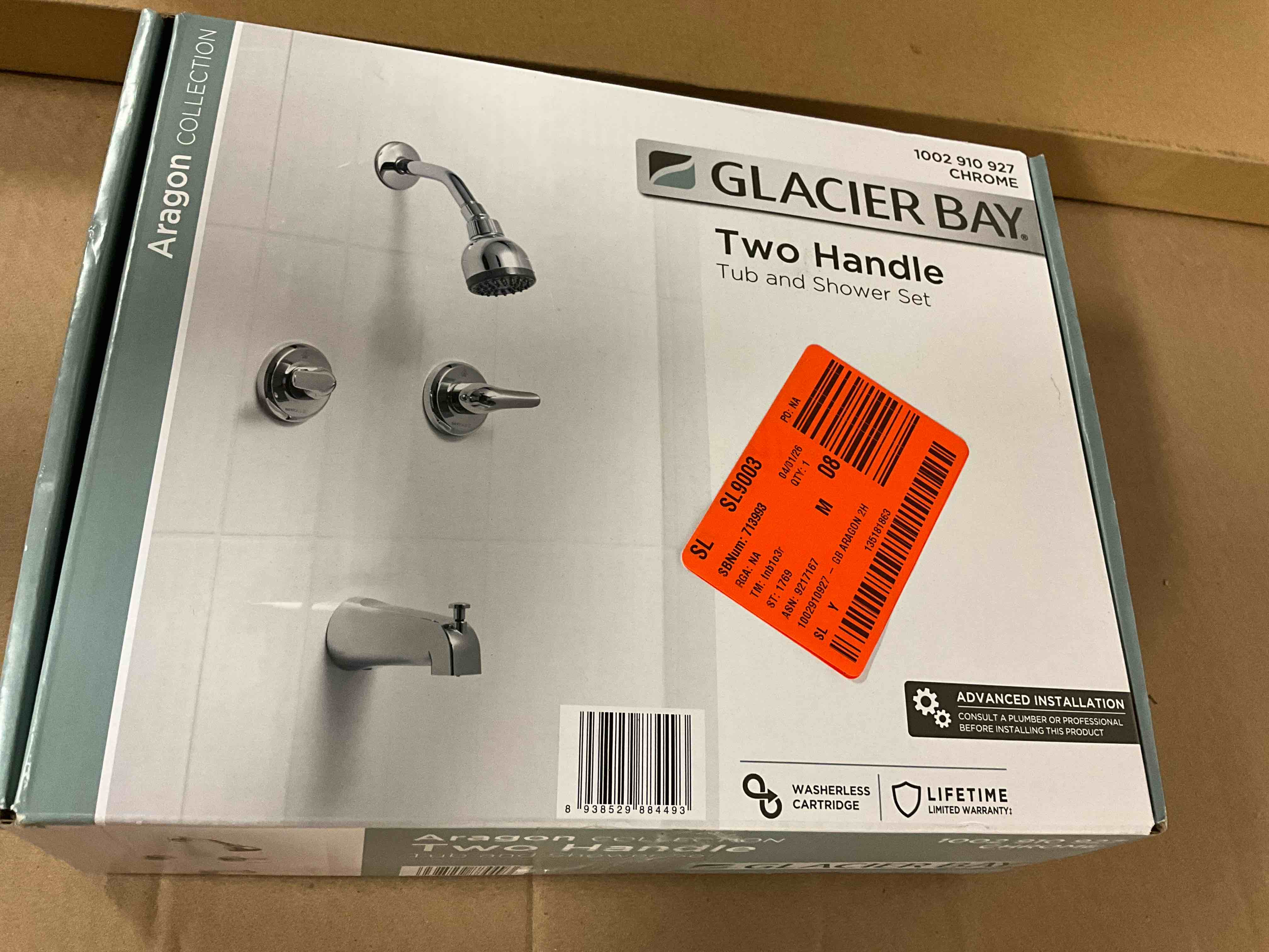 Condition photo showing Good Condition for missing 2 handle flanges. aragon double handle 1-spray tub and shower faucet 1.8 gpm in chrome (valve included)