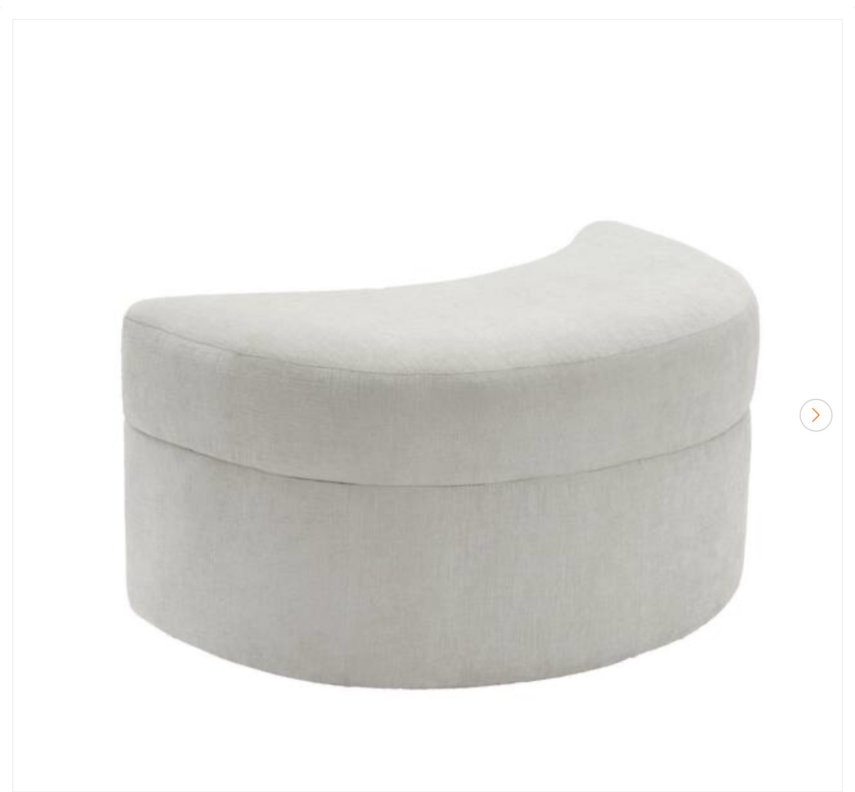 modern beige chenille half crescent moon storage ottoman (set of 1)