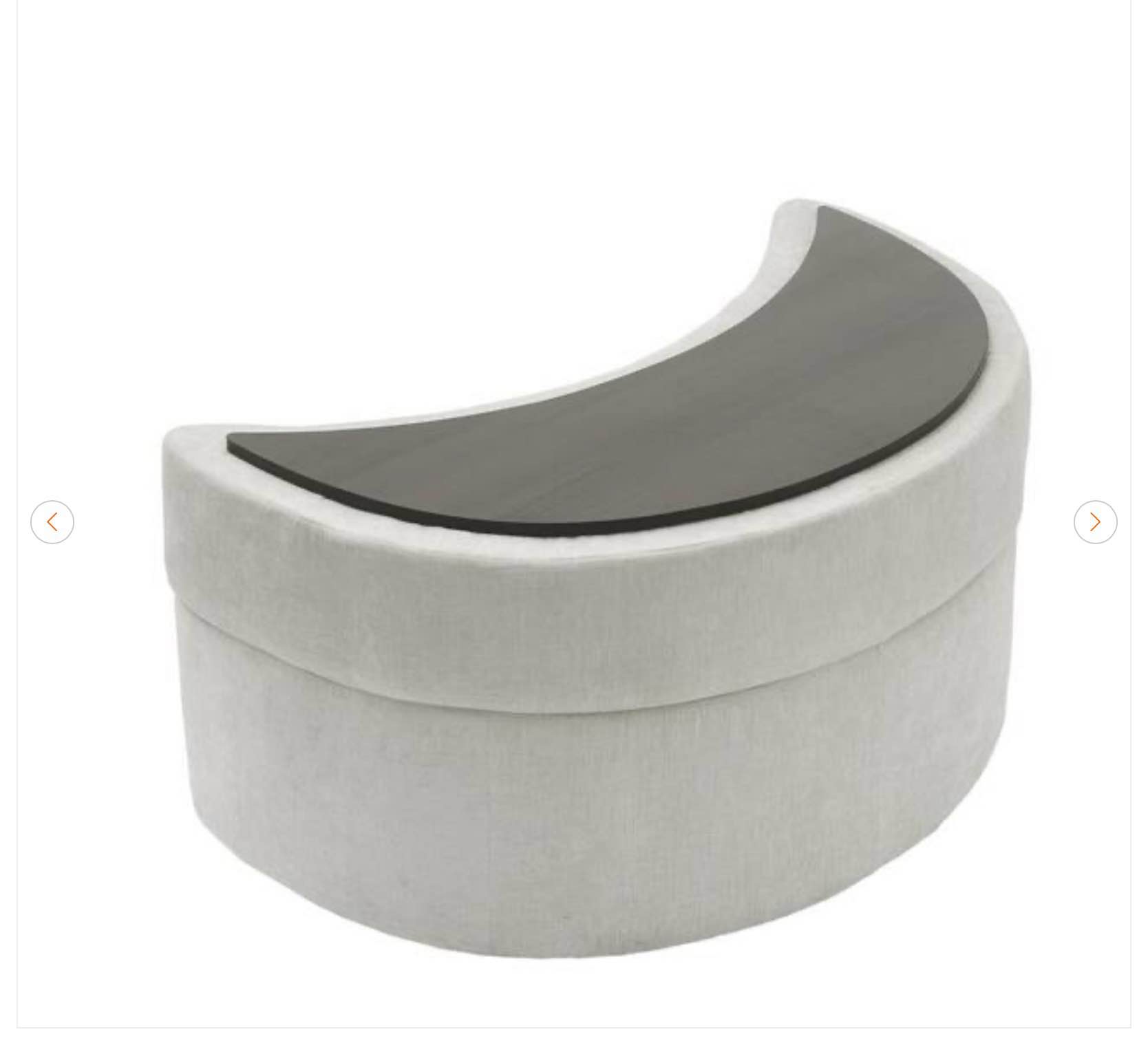 Condition photo showing New/Like New for modern beige chenille half crescent moon storage ottoman (set of 1)