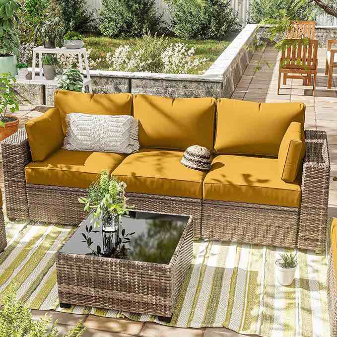 Condition photo showing New/Like New for 3 pcs rattan sofa cushion cover