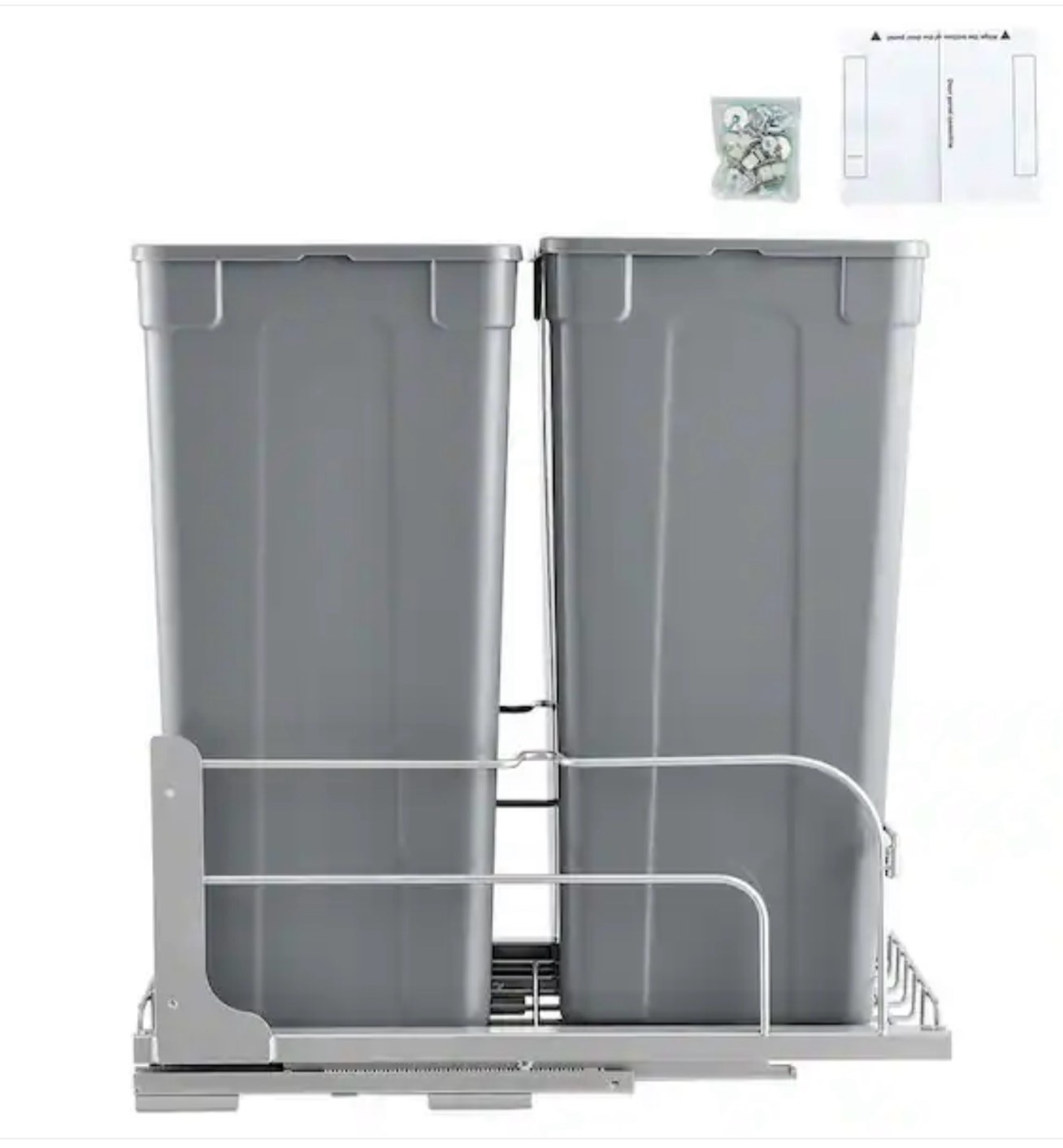 VEVOR Pull-Out Trash Can,x2 Double Under Mount Kitchen Waste Container, Heavy Duty Garbage Recycling