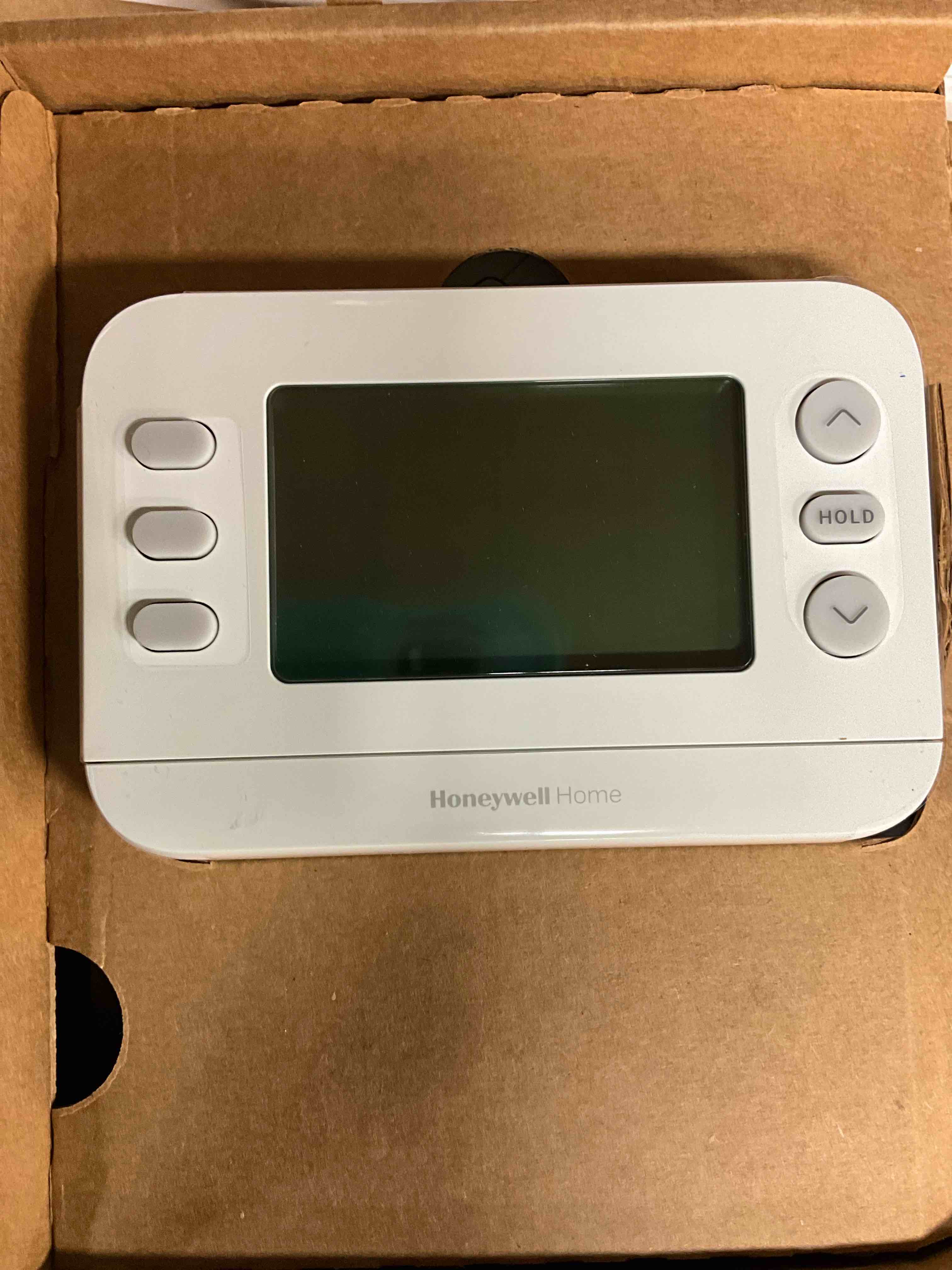 Condition photo showing New/Like New for new! honeywell home programmable thermostat, single-stage, 1 heat/1 cool compatibility, 5-2 day schedule, x2p, white, rth20b