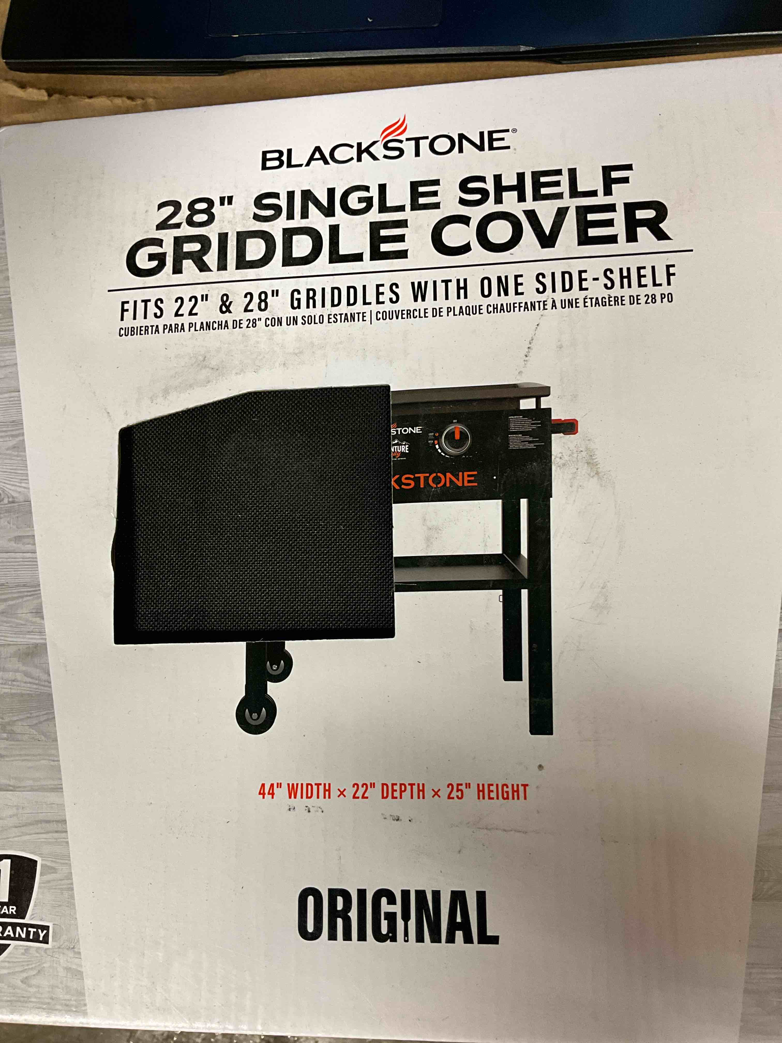 Condition photo showing New/Like New for blackstone 1529 22” and 28” single shelf griddle cover, 600d polyester, black