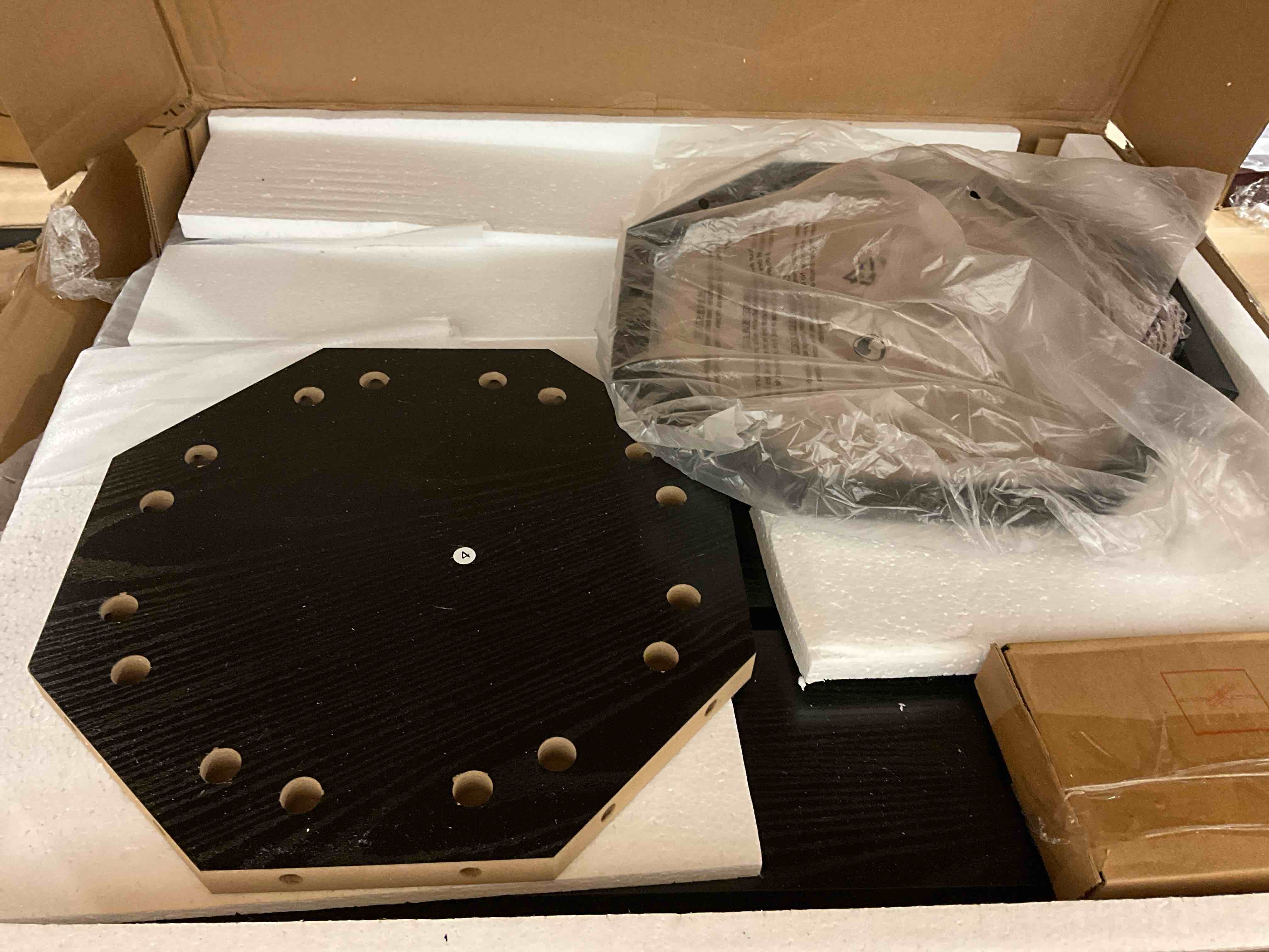 Condition photo showing New/Like New for kerlin 19.7 in. black round wood end table side table narrow nightstand with octagonal base for living room, bedroom