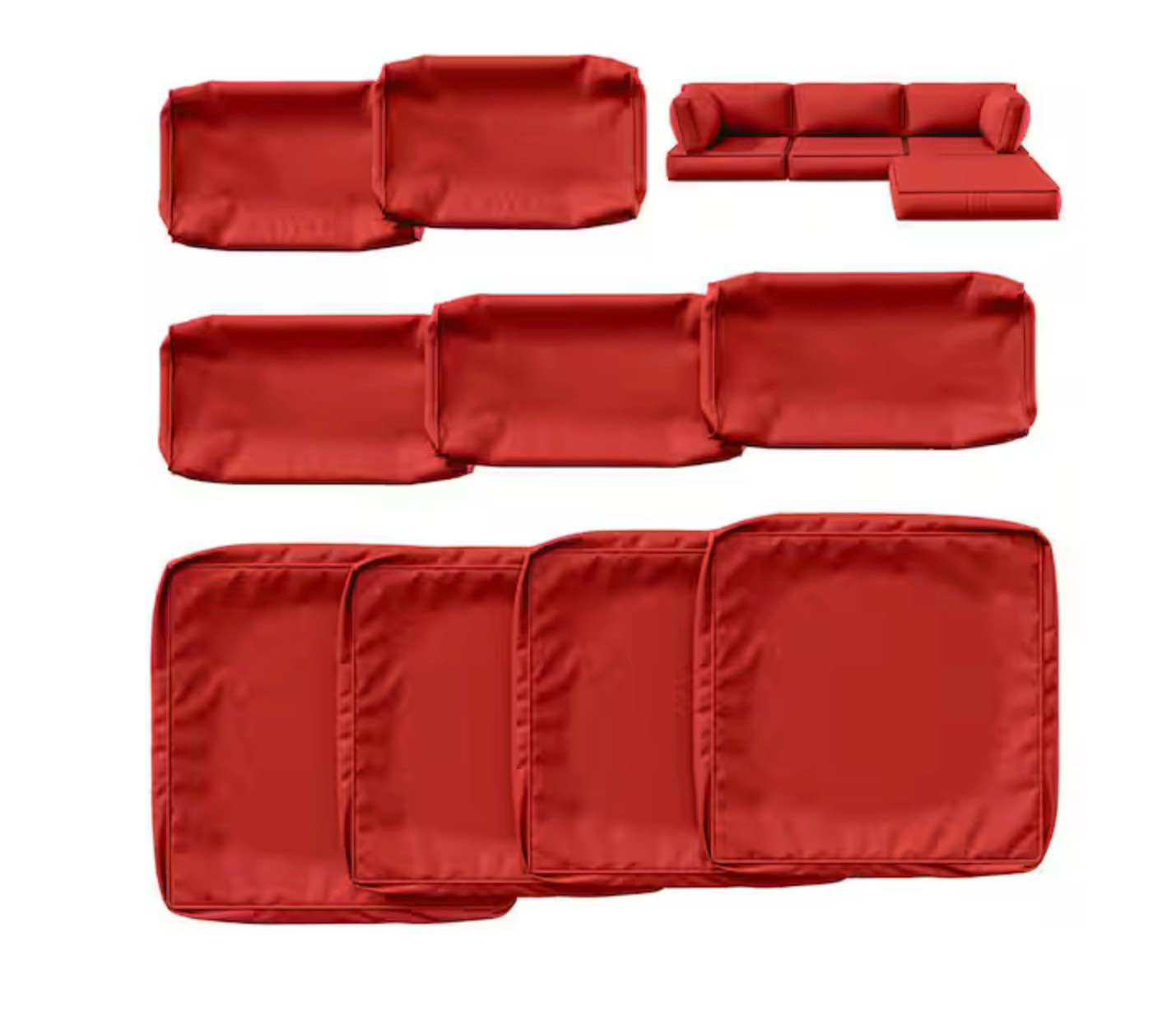 9-piece outdoor patio cushion cover, uv and waterproof replacement slipcovers red ( no insert )