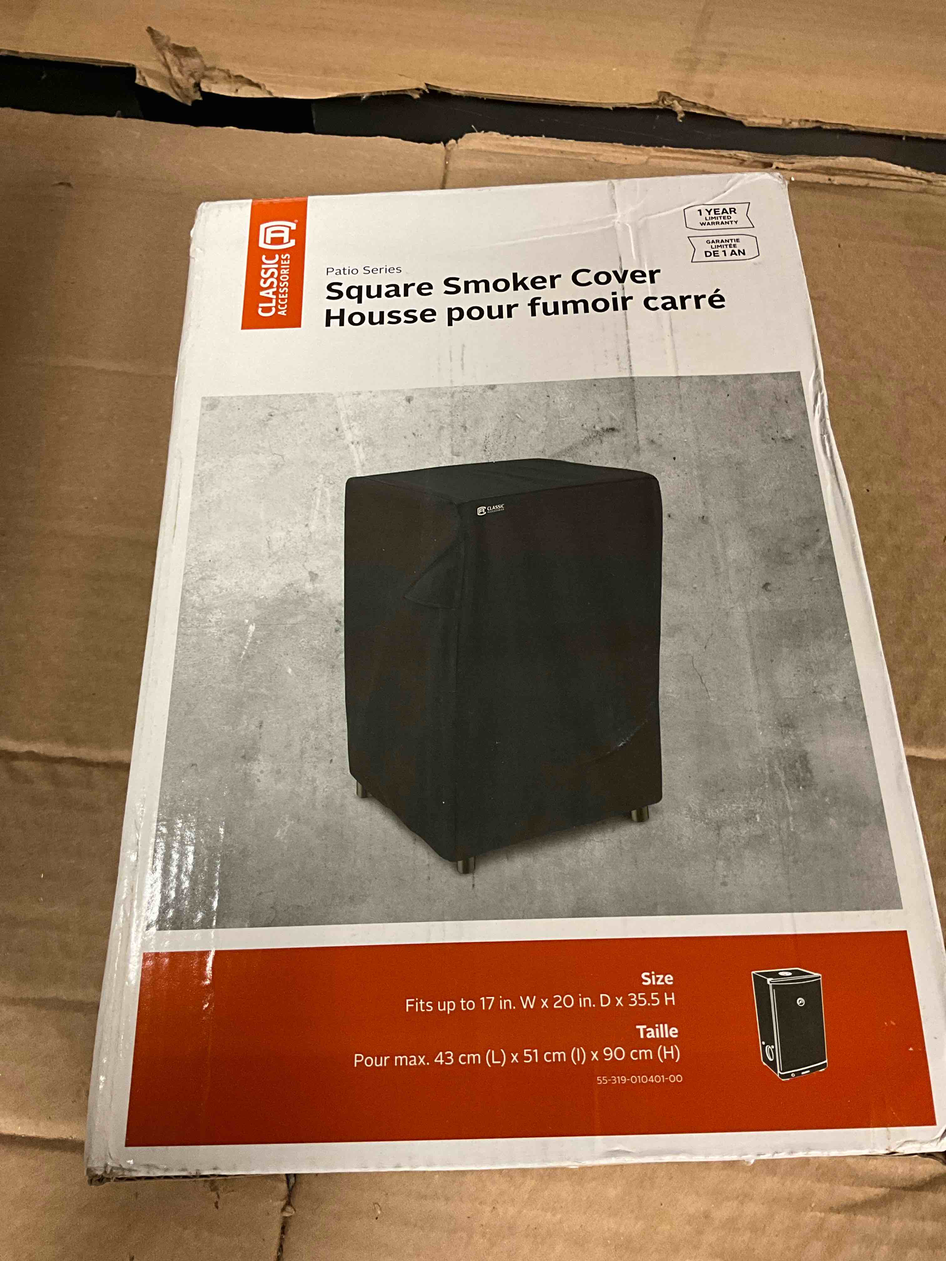 Condition photo showing New/Like New for classic accessories black smoker cover, grill cover, grill cover for outdoor grill, bbq cover