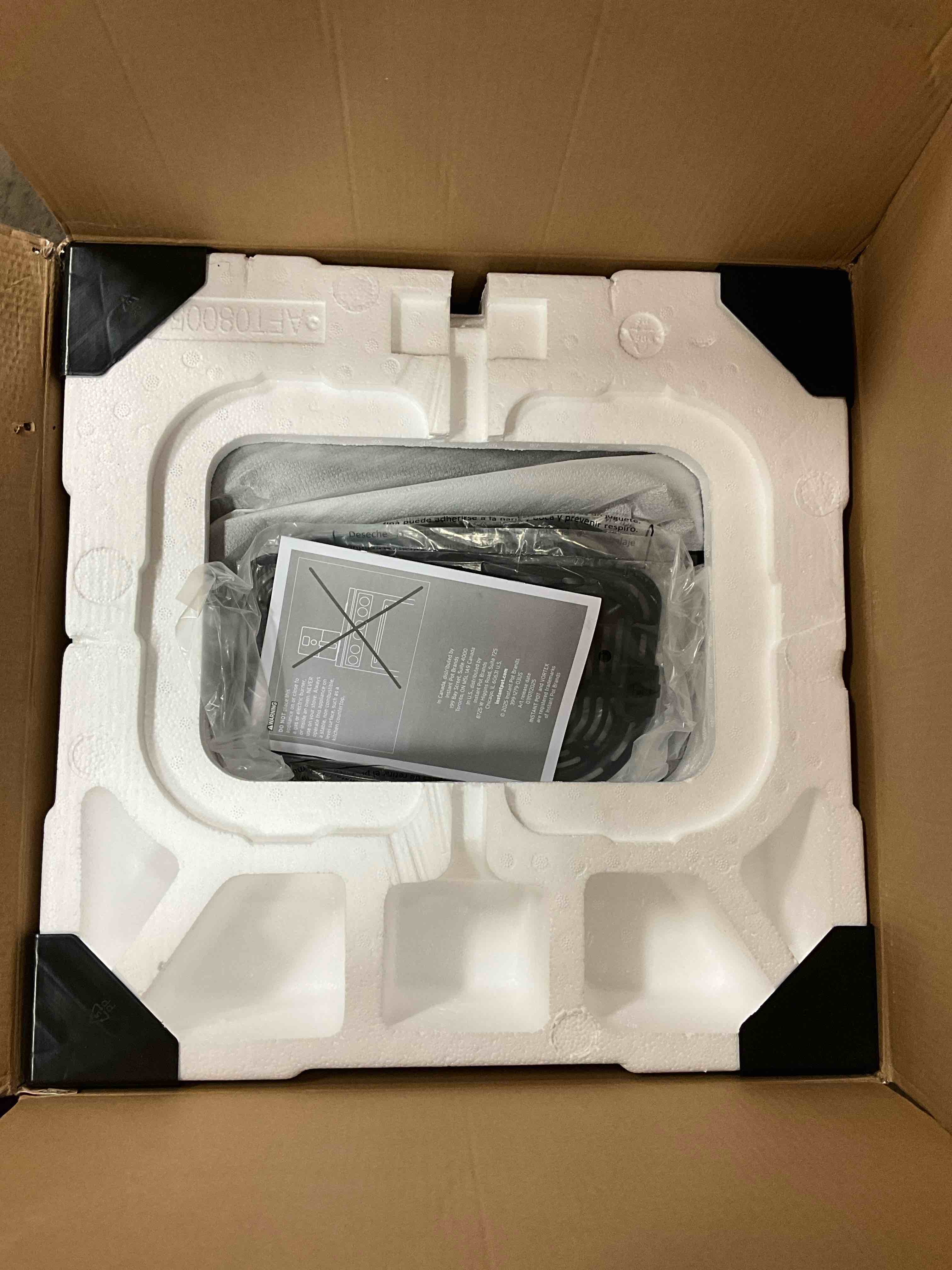 Condition photo showing New/Like New for instant pot vortex plus xl 8qt clearcook air fryer, clear windows, custom programming, 8-in-1 functions that crisps, broils, roasts, dehydrates, bakes, reheats, from the makers of instant pot, black black 8qt
