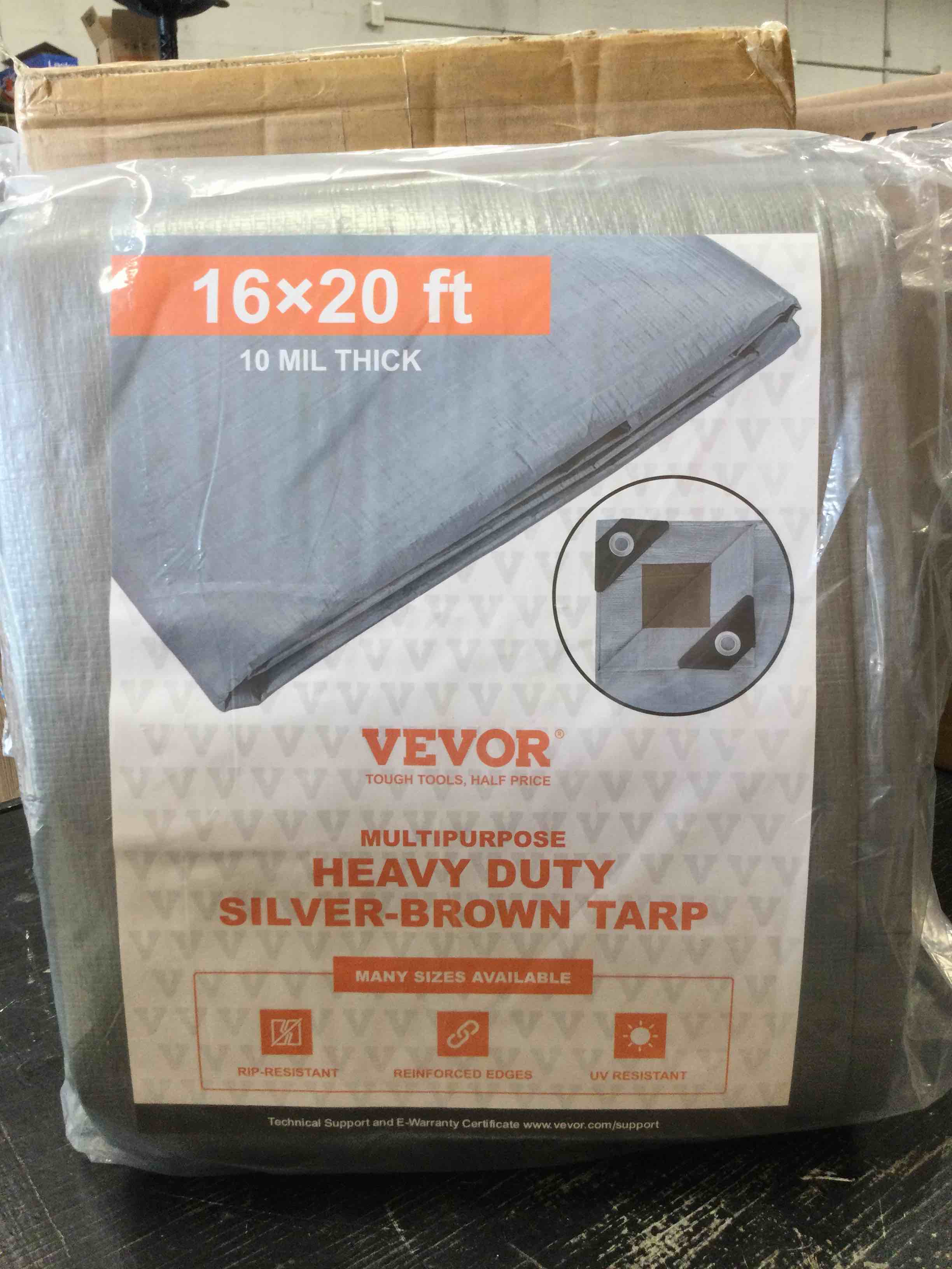 Vevor 16 x 20 Multipurpose Heavy Duty Silver-Brown Tarp