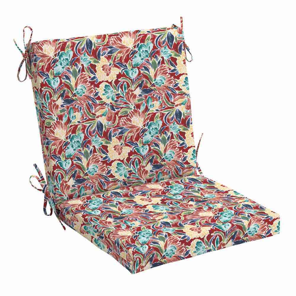 17 in. W x 20 in. D Mid Back Universal Outdoor Cushion in Chili Floral