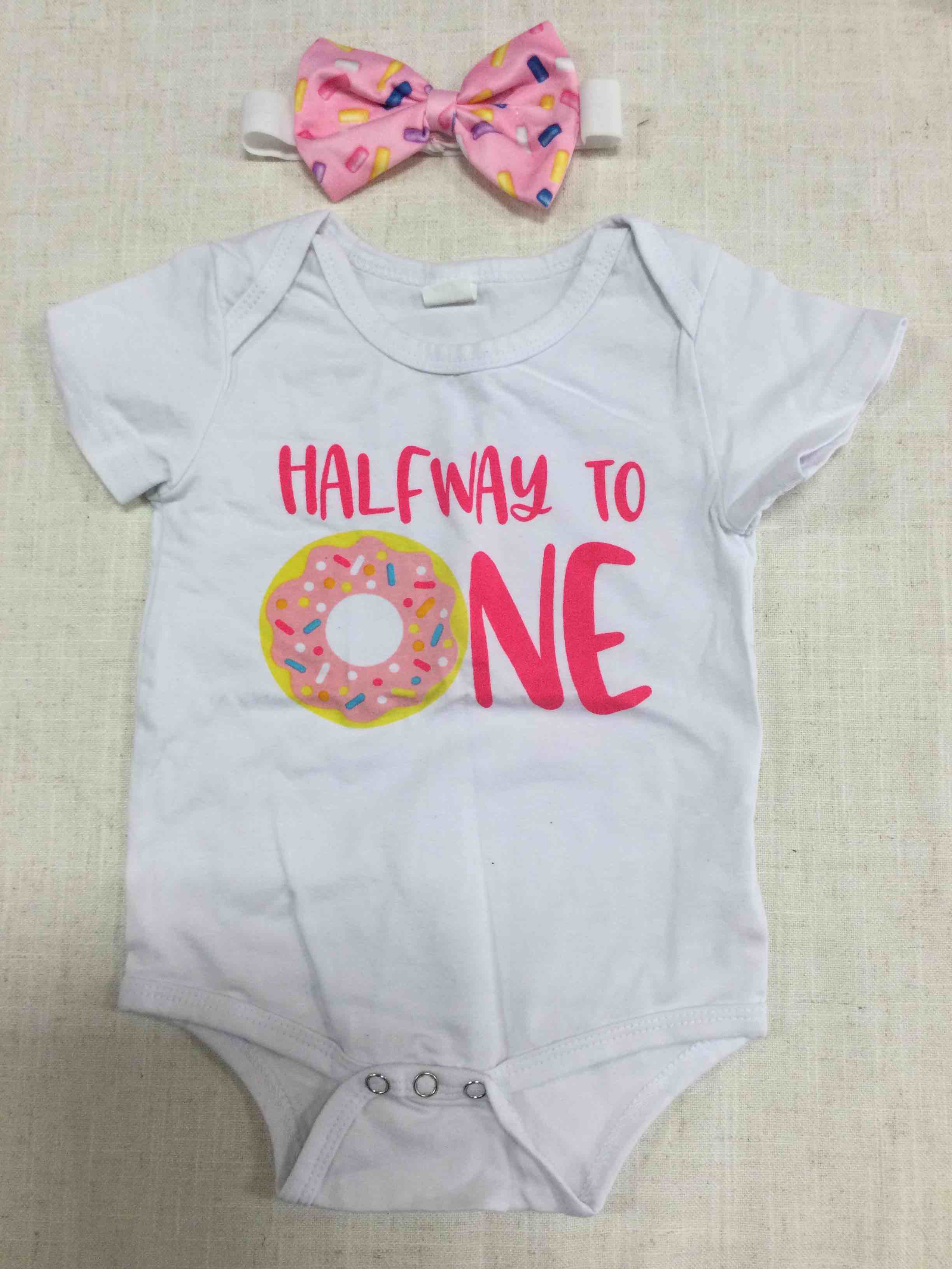 OBEEII Baby Girl 1/2 1st 2nd Birthday Outfit Short Sleeve Pants Headband Set Cake Smash Photoshoot 6 Months 6 Months