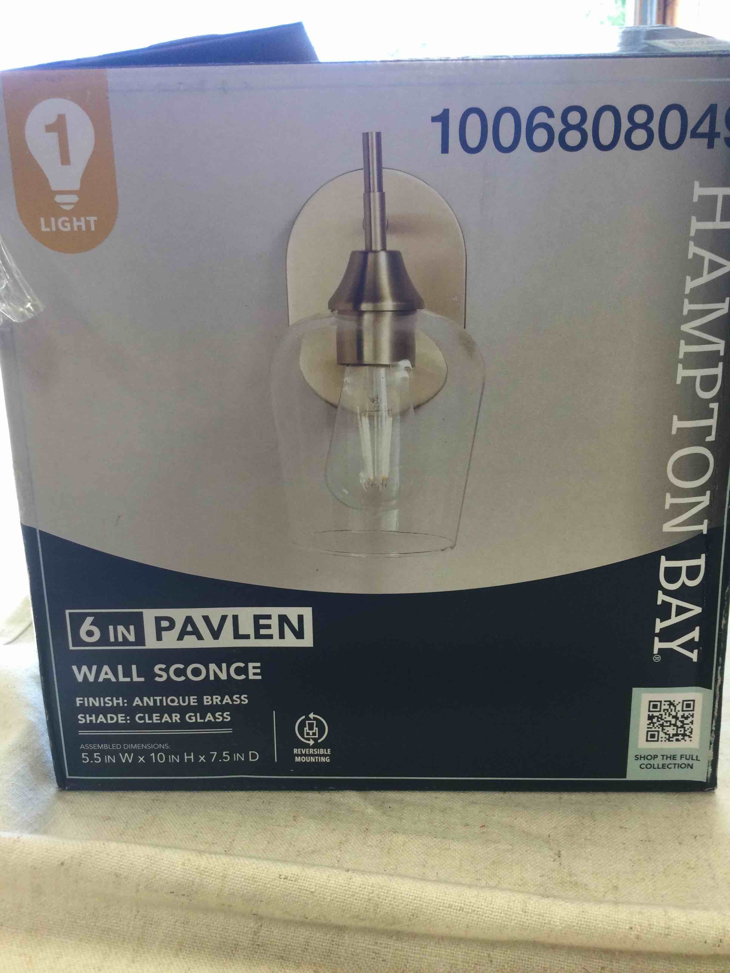 Pavlen 5.5 in. 1-Light Antique Brass Sconce with Clear Glass Shade