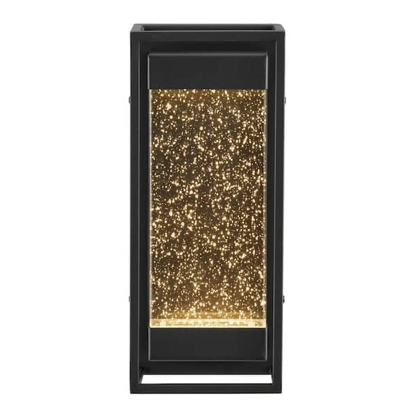 Hampton Bay Lindley Medium Exterior LED Wall Lantern Clear Bubble Glass Matte Black Finish