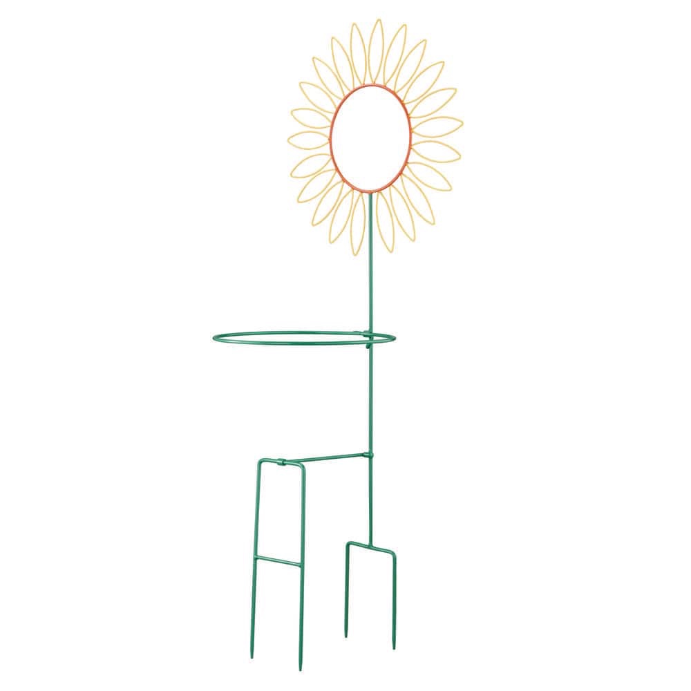 36 in. H Yellow Flower Iron Decorative Planter Stake