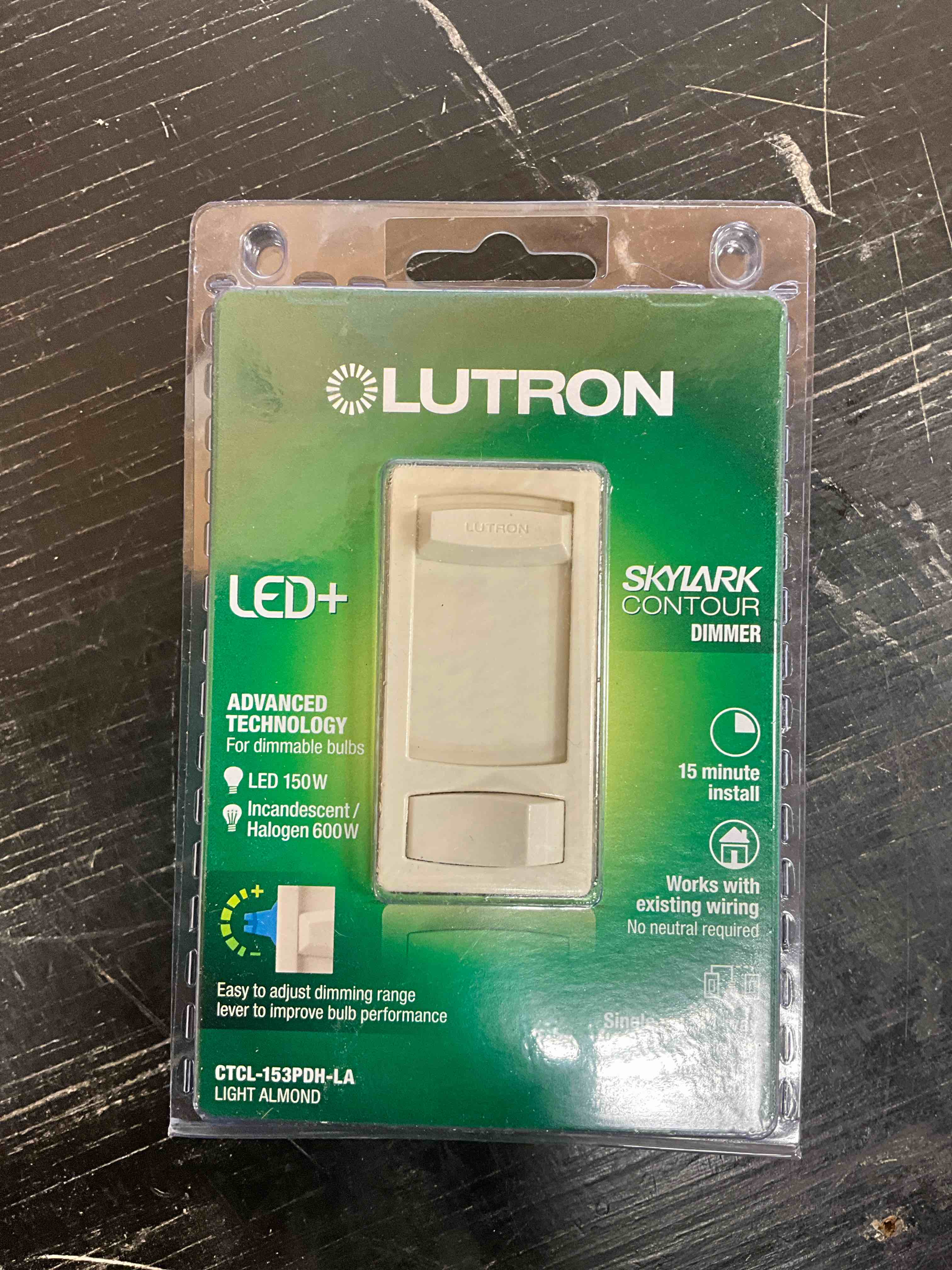 Lutron Skylark Contour 150-Watt Single Pole 3-Way CFL LED Dimmer - Light Almond CTCL-153PDH-LA