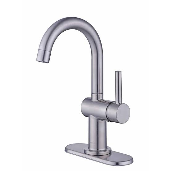 Dorind Single Hole Single-Handle Deck Mount High-Arc Bathroom Faucet in Brushed Nickel