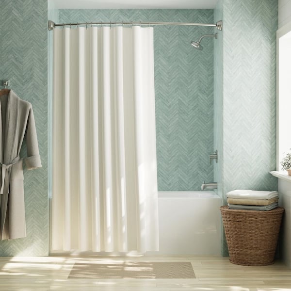 72 in. L x 70 in. W Solid Waterproof Cotton Fabric Shower Curtain Liner in White