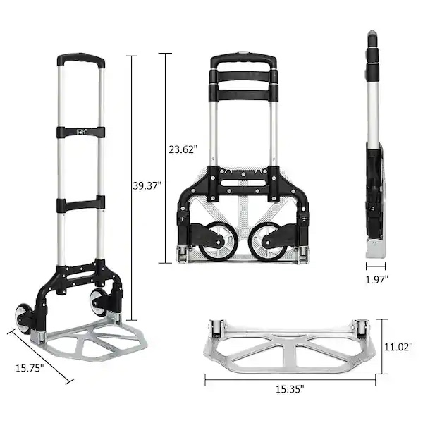 165 lbs. Capacity Aluminium Folding Dolly Push Hand Truck in Black