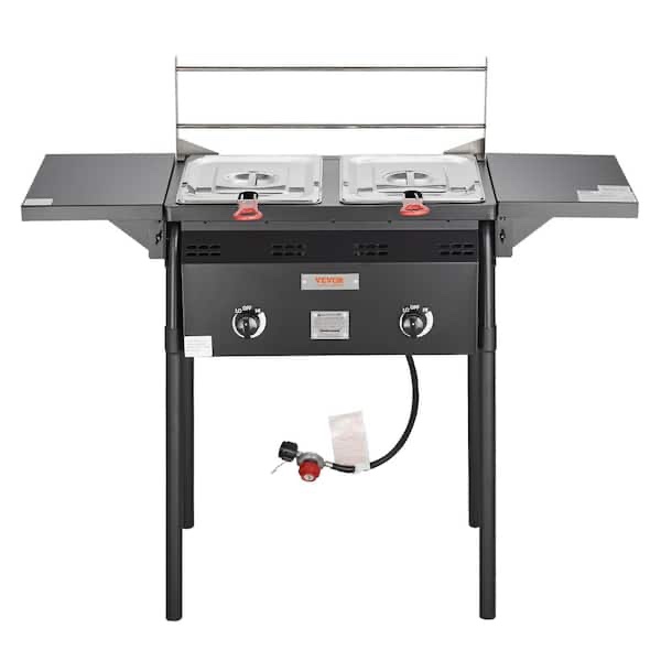 USED. Outdoor Propane Deep Fryer Double Burners Commercial Fryer 16 qt. Stainless Steel Cooker