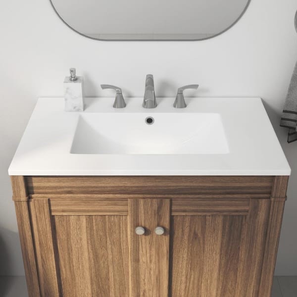 Tucson 30 in W x 18 in D x 7 in H Vitreous China Sink Vanity Top in White with 3 Faucet Hole ( 4 in Centerset)