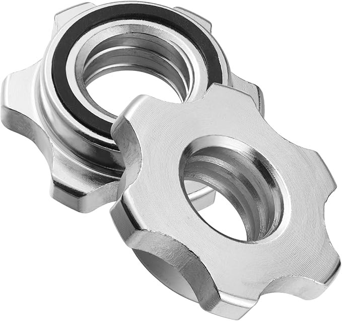 Standard Barbell Spin-Lock Collars Screw Clamps Anti-Slip Spin-Lock Collars for Dumbell Weight Lifting 1 inch(Silver)